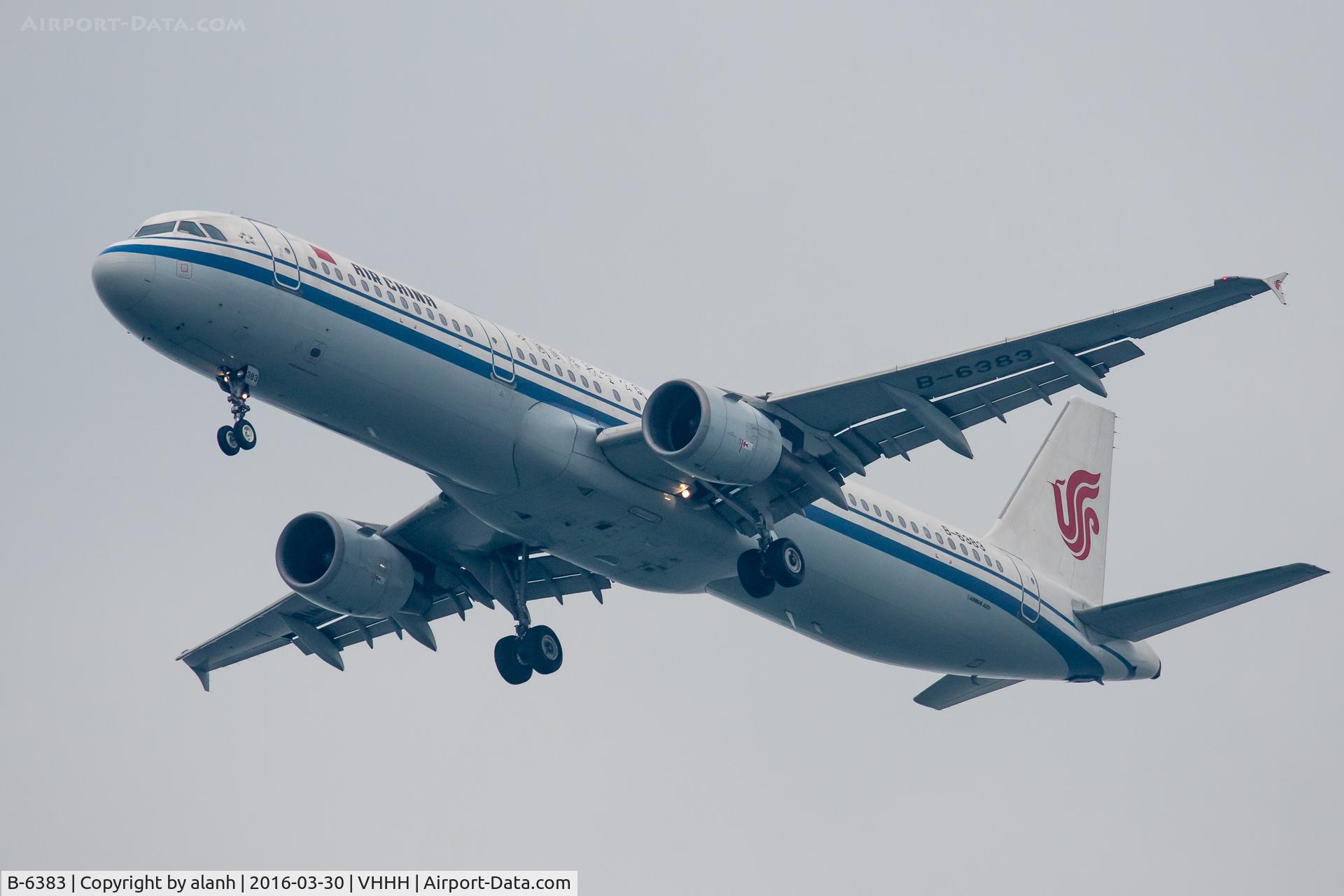 B-6383, 2008 Airbus A321-213 C/N 3678, On finals for Hong Kong, inbound from Beijing Capital Int'l