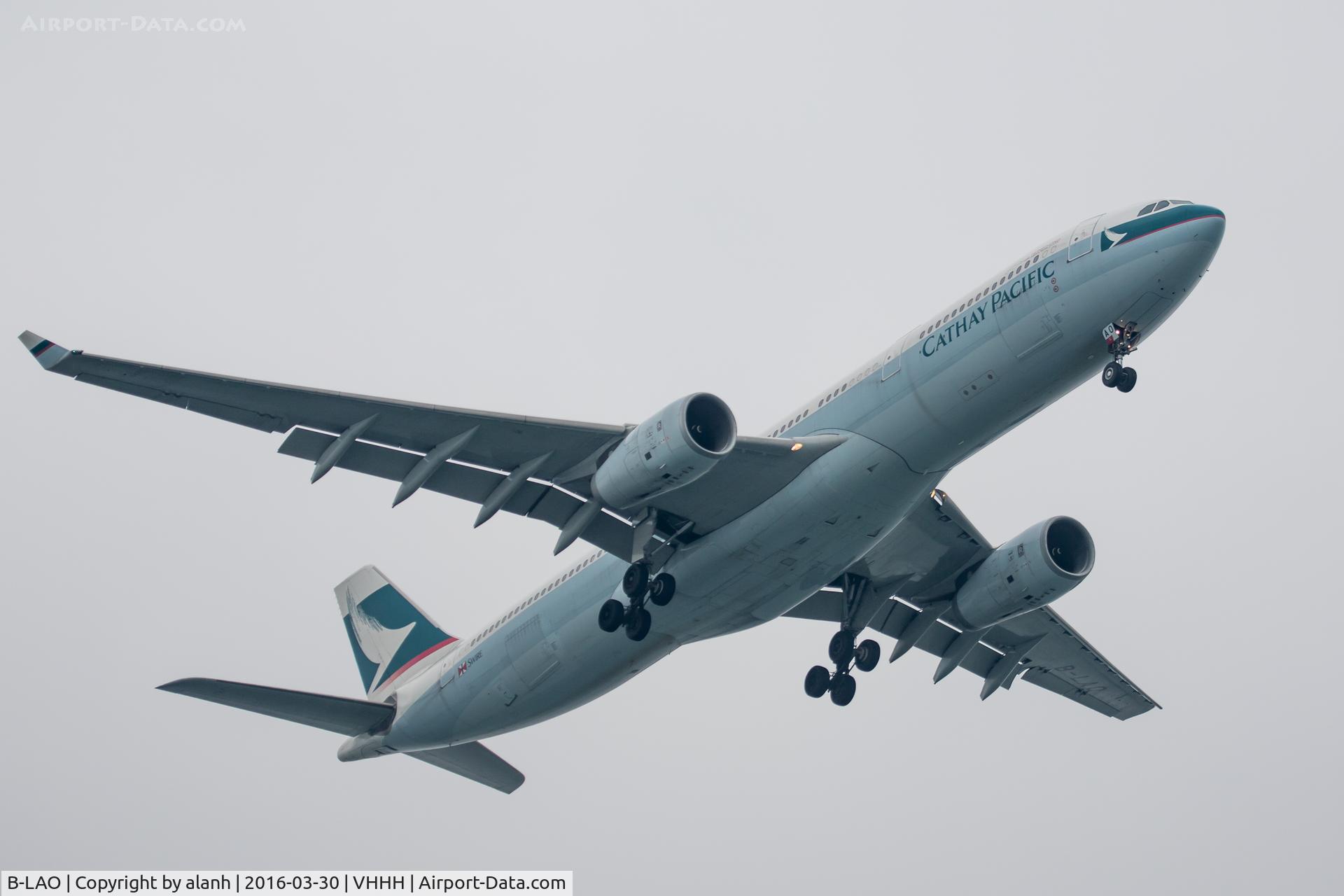 B-LAO, 2012 Airbus A330-343X C/N 1317, On finals for Hong Kong, inbound from Shanghai Pudong Int'l