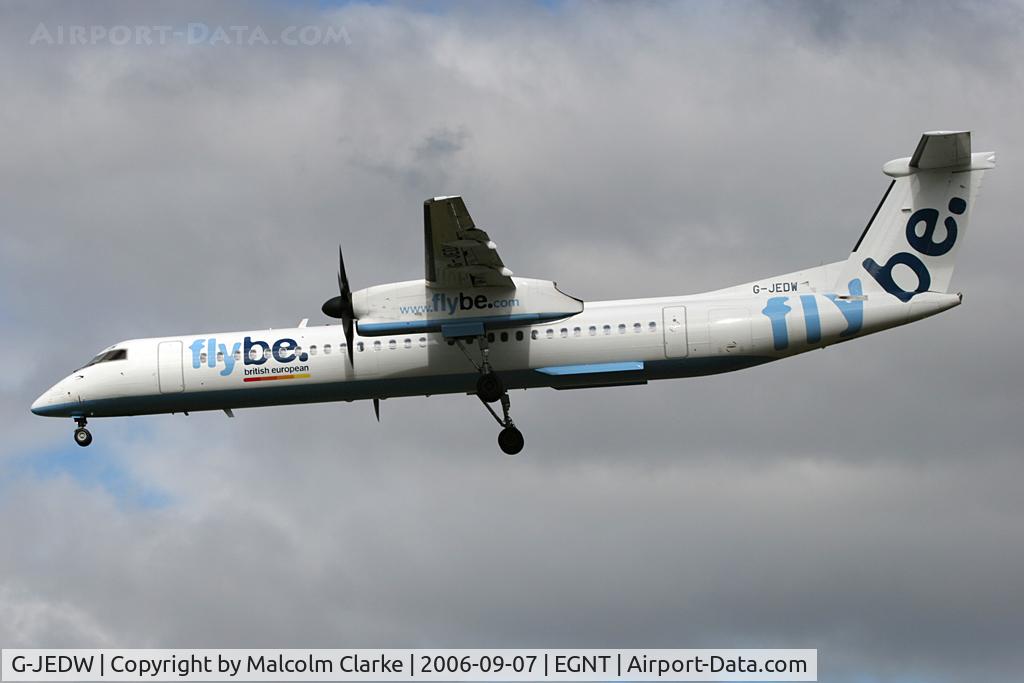G-JEDW, 2004 De Havilland Canada DHC-8-402Q Dash 8 C/N 4093, De Havilland Canada DHC-8-402Q on approach to 25 at Newcastle Airport, September 2006.