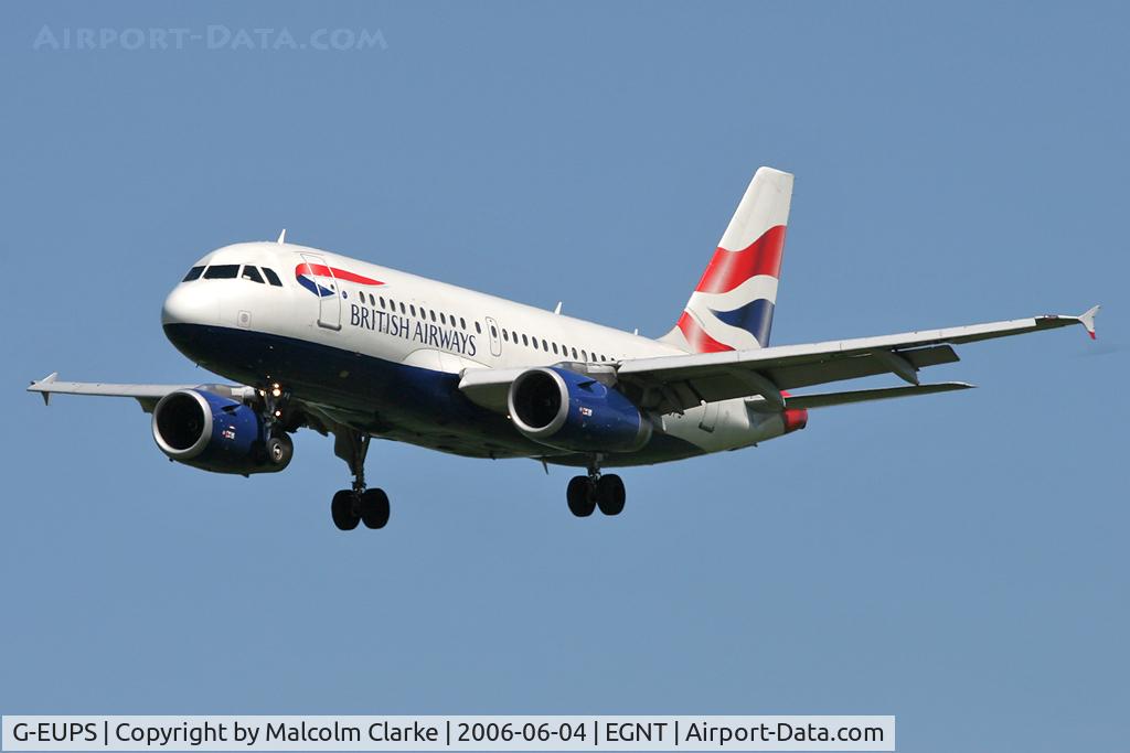 G-EUPS, 2000 Airbus A319-131 C/N 1338, Airbus A319-131 on approach to Newcastle Airport, June 2006.