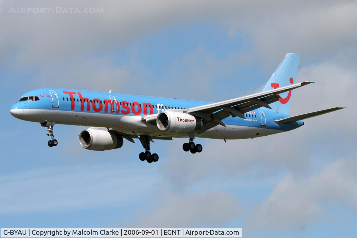 G-BYAU, 1994 Boeing 757-204 C/N 27220, Boeing 757-204 on Approach to 25 at Newcastle Airport, September 2006.