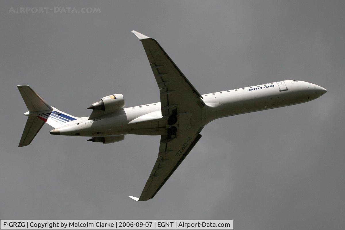 F-GRZG, 2002 Bombardier CRJ-701 (CL-600-2C10) Regional Jet C/N 10037, Canadair CL-600-2C10 Regional Jet CRJ-701 on take-off from Newcastle Airport, September 2006.
