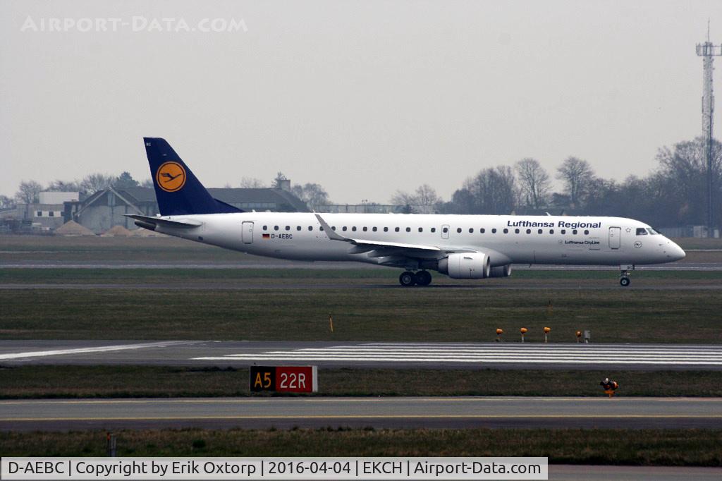 D-AEBC, 2009 Embraer 195LR (ERJ-190-200LR) C/N 19000320, D-AEBC taxing for takeoff rw 04R