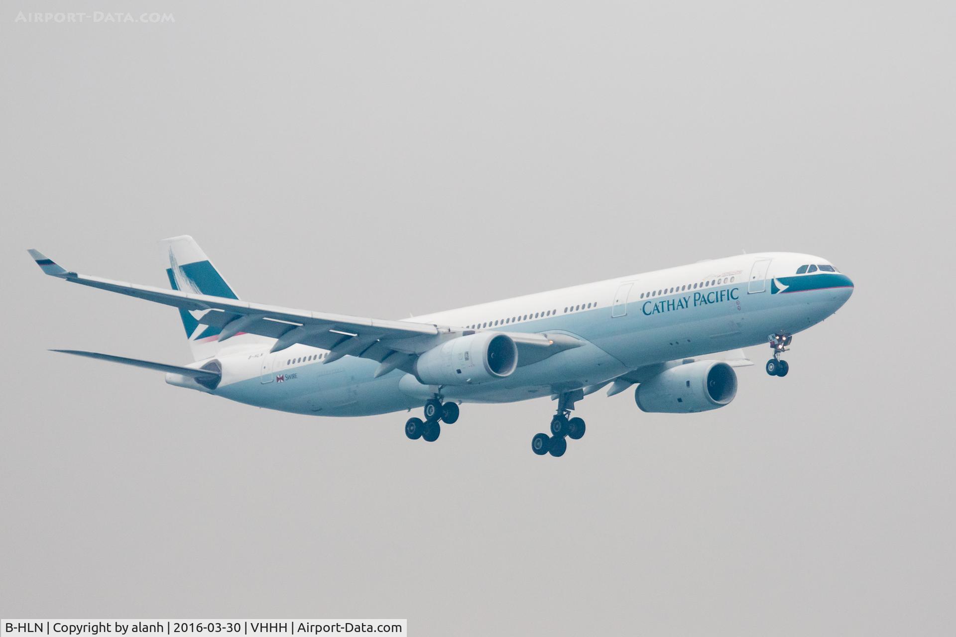 B-HLN, 2001 Airbus A330-343 C/N 389, On finals for Hong Kong, inbound from Kuala Lumpur Int'l