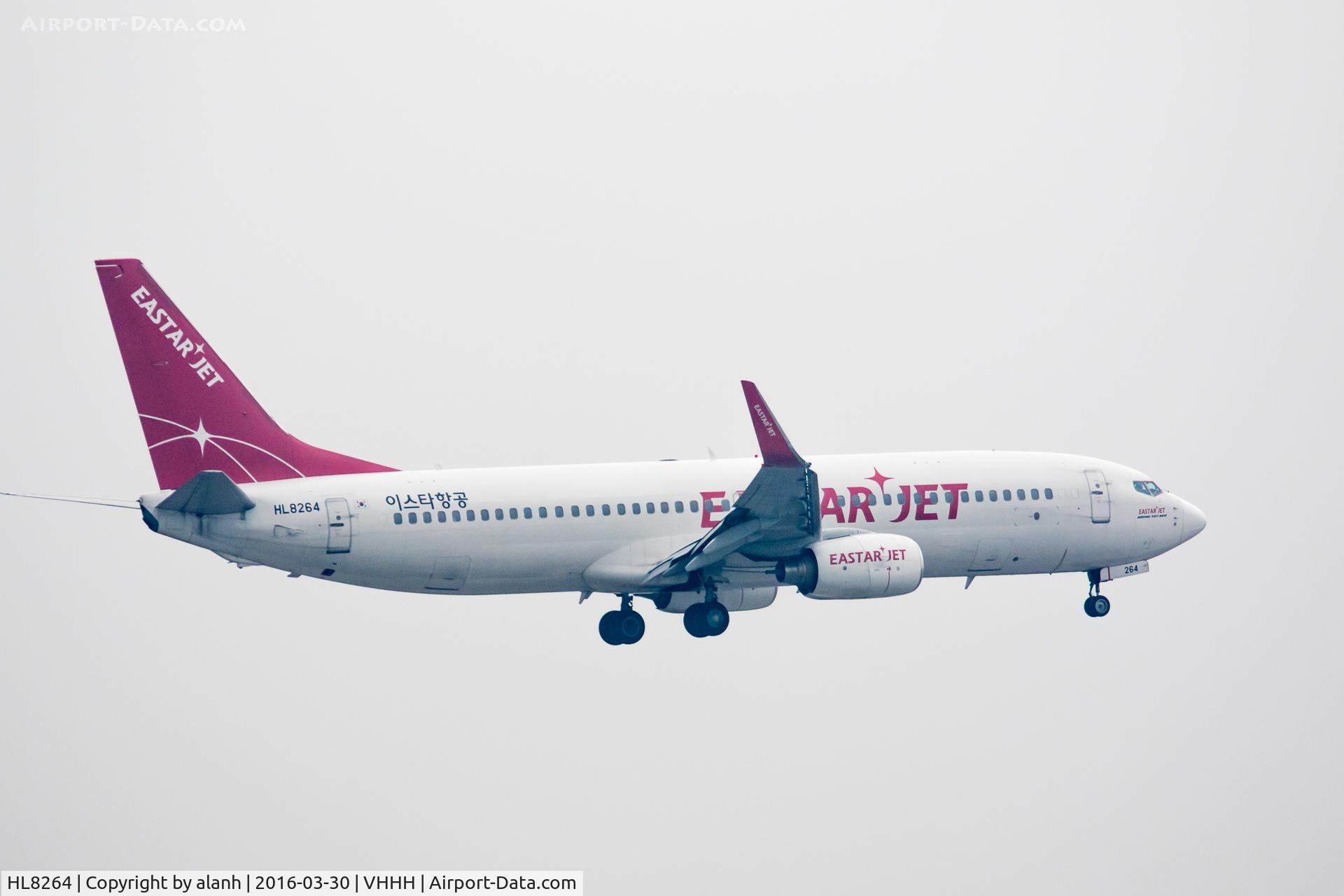 HL8264, 1998 Boeing 737-86J C/N 28068, On finals for Hong Kong, inbound from Incheon Int'l