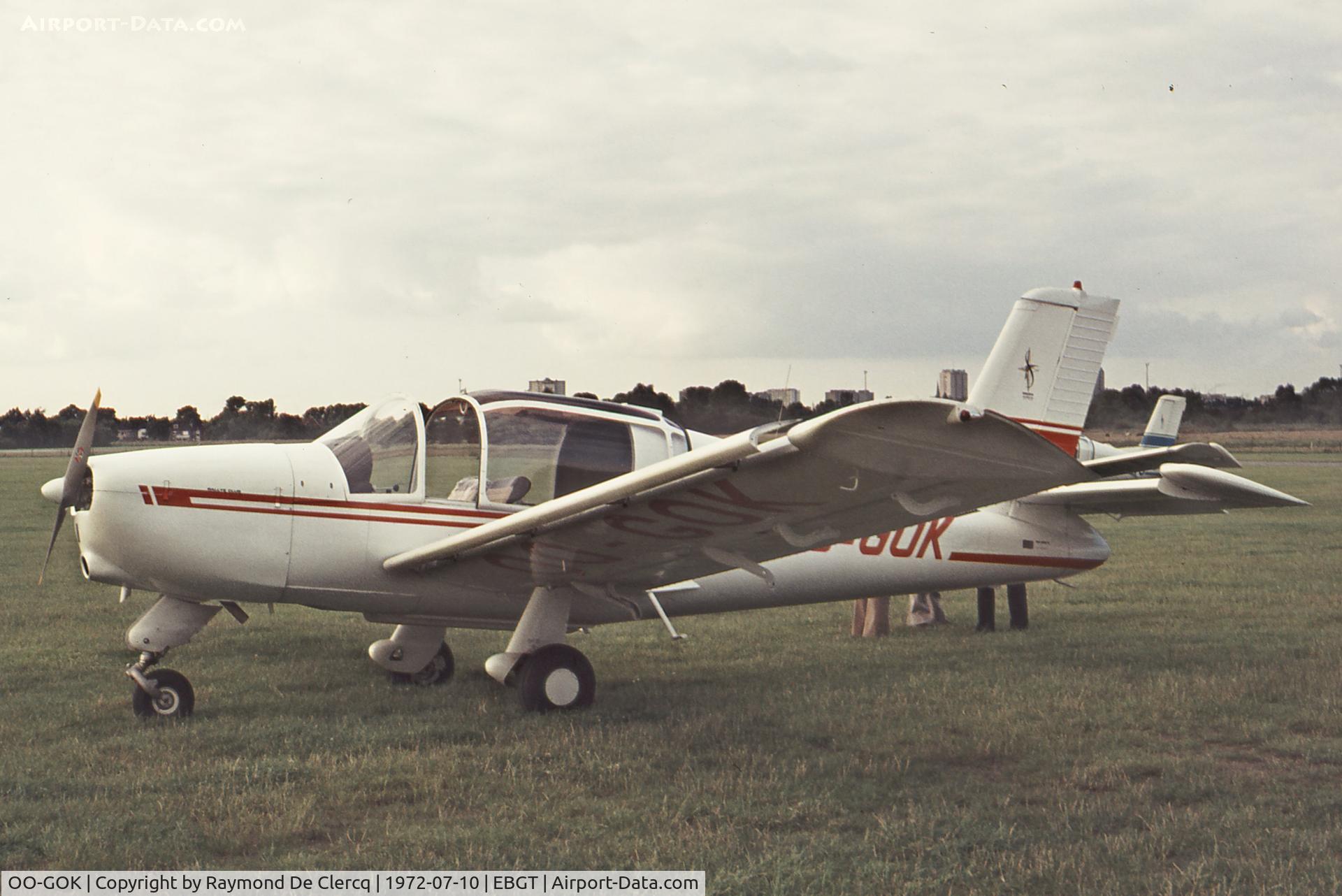 OO-GOK, 1972 Socata MS-880B Rallye Club C/N 2051, OO-GOK crashed at Ghent airport on 1972-07-29.The nearly new aircraft was completely destroyed.Student pilot Hugo Mertens died instantly.
