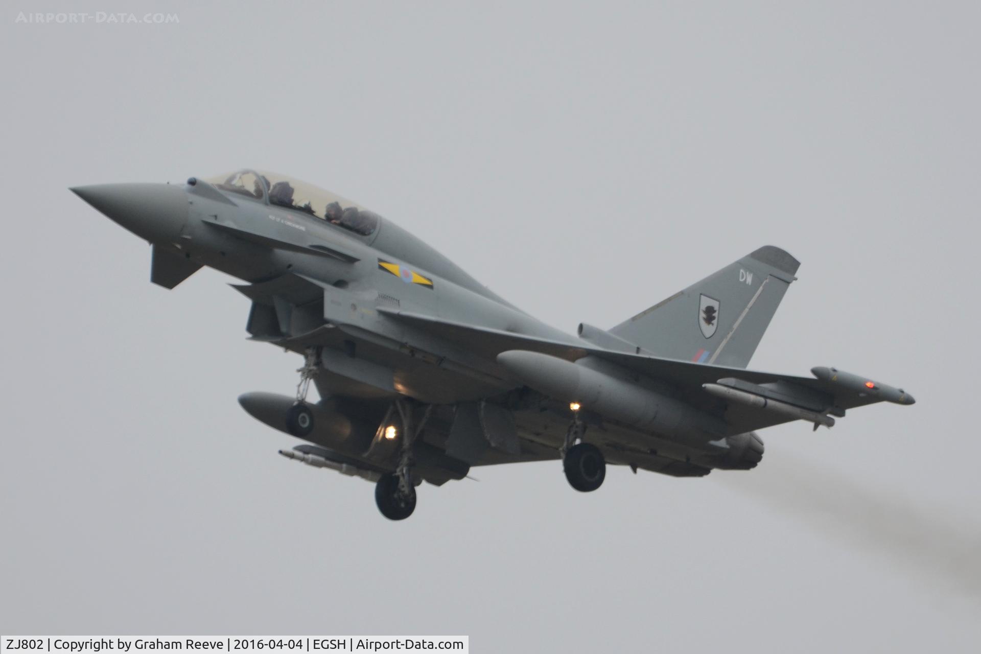 ZJ802, 2003 Eurofighter EF-2000 Typhoon T3 C/N BT003/011, On approach to Norwich.