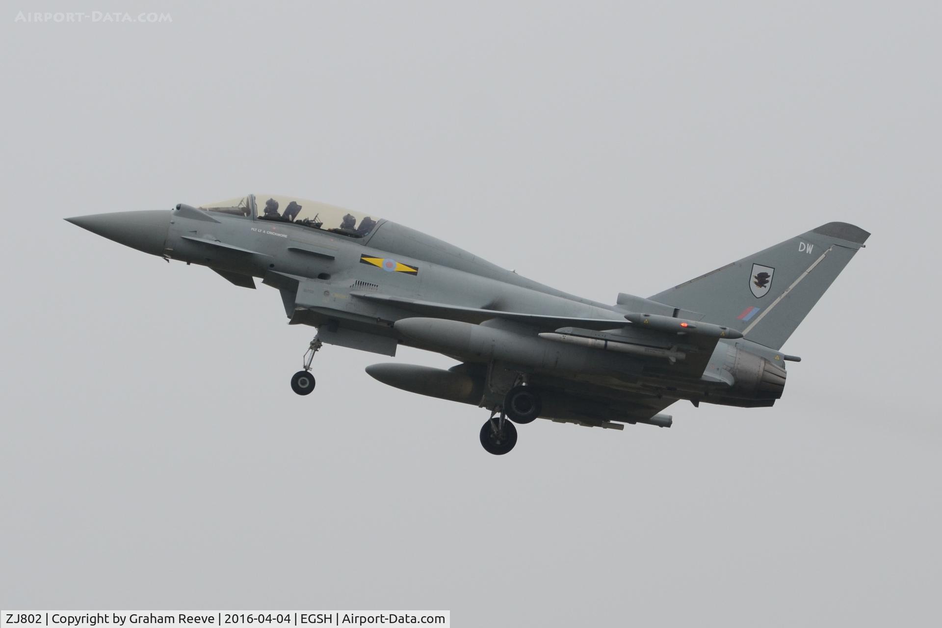ZJ802, 2003 Eurofighter EF-2000 Typhoon T3 C/N BT003/011, On approach to Norwich.