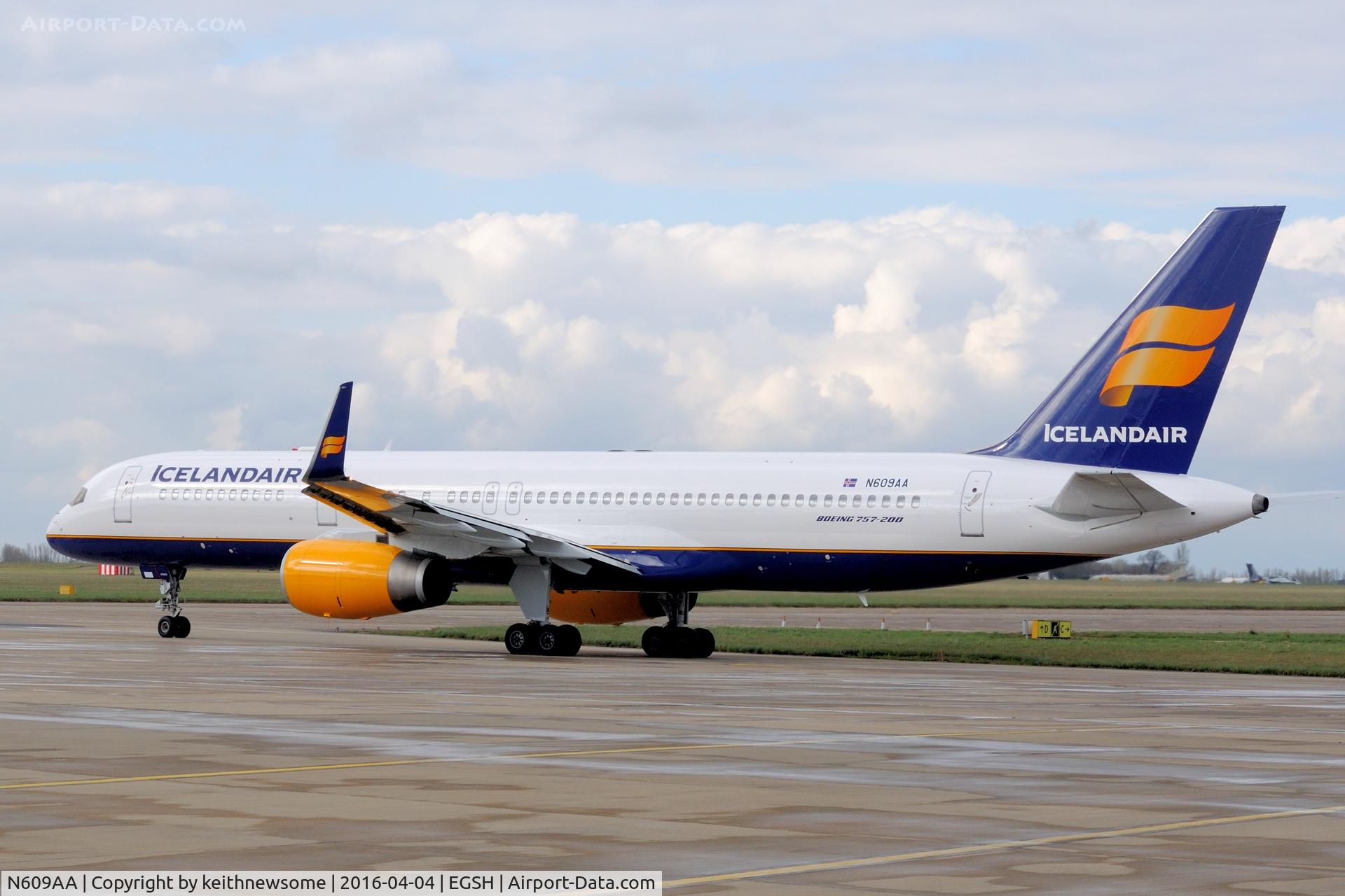 N609AA, 1996 Boeing 757-223 C/N 27447, Leaving Norwich for Iceland.