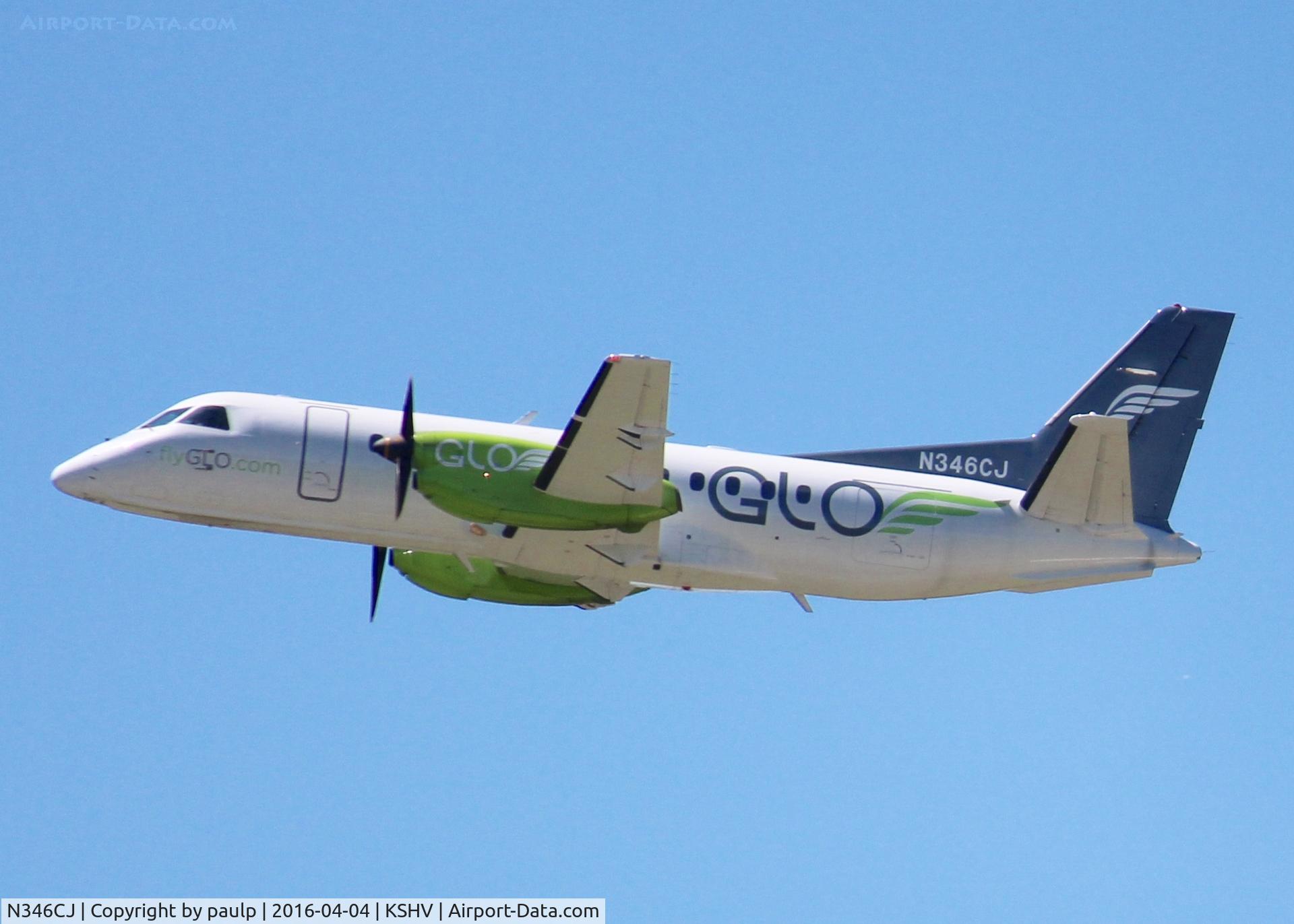 N346CJ, Saab 340B C/N 340B-346, Taking off at Shreveport Regional.