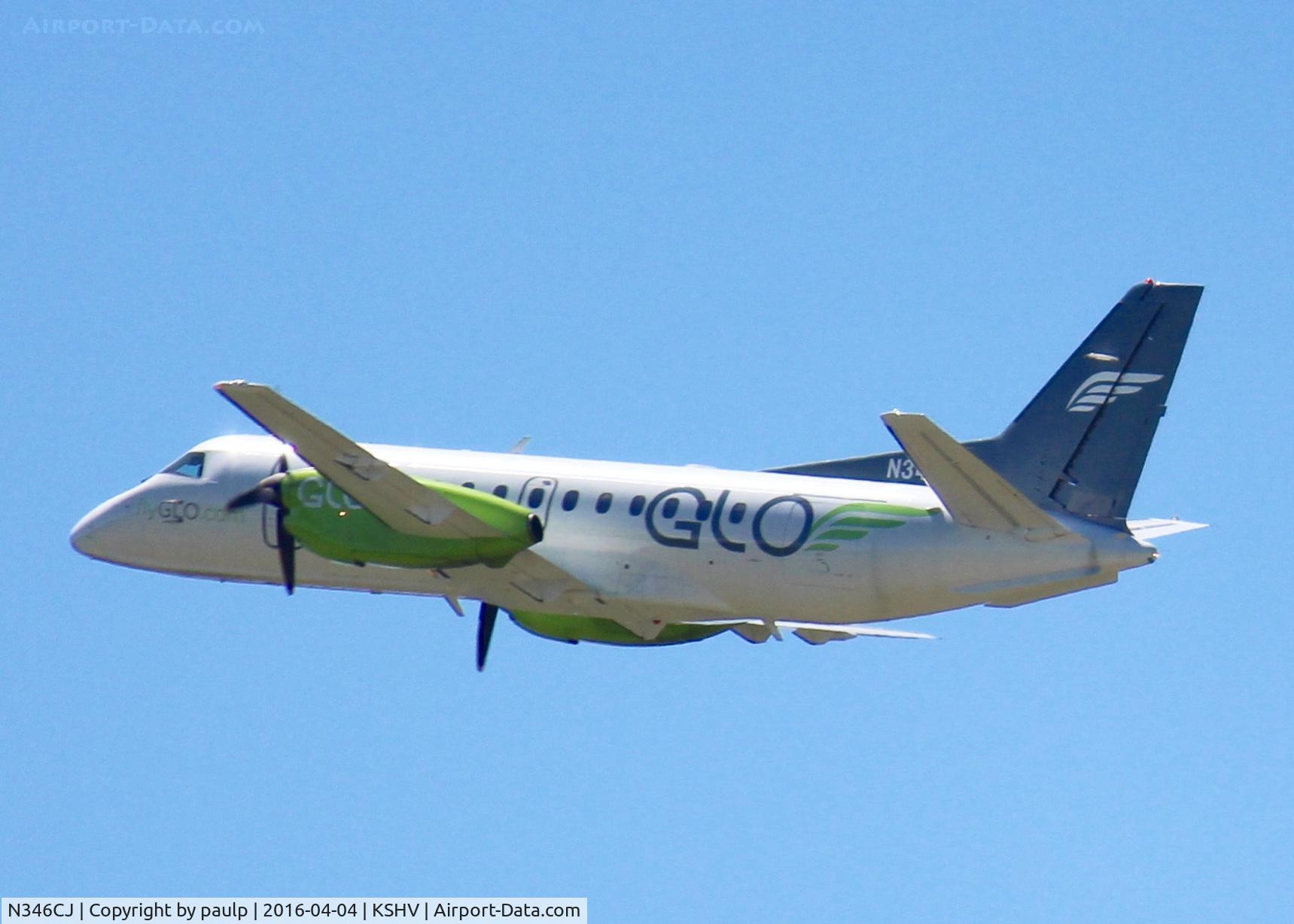 N346CJ, Saab 340B C/N 340B-346, Taking off at Shreveport Regional.
