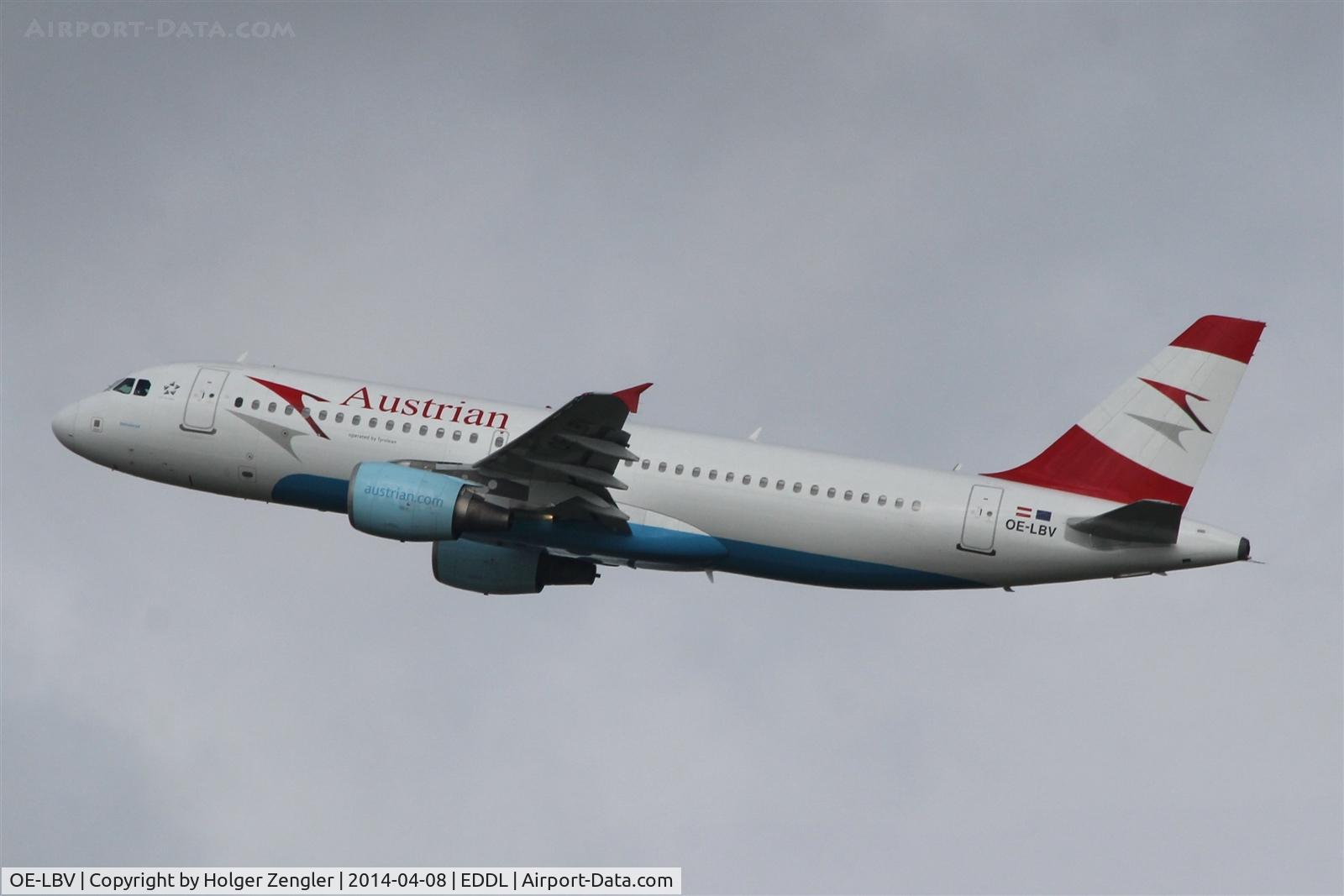 OE-LBV, 2000 Airbus A320-214 C/N 1385, Leaving DUS southbound to VIE....