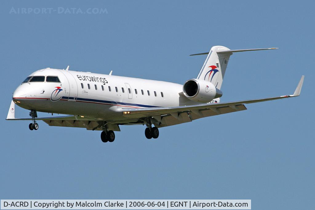 D-ACRD, Canadair CRJ-200ER (CL-600-2B19) C/N 7583, Canadair CL-600-2B19 Regional Jet CRJ-200ER on approach to Newcastle Airport, June 2006.