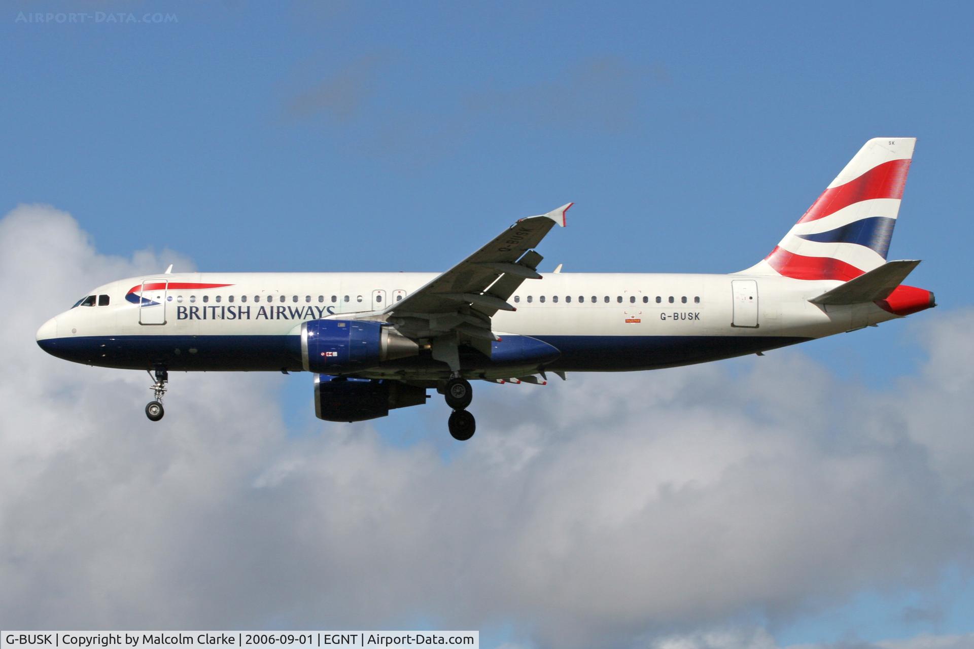 G-BUSK, 1990 Airbus A320-211 C/N 120, Airbus A320-211 on approach to Newcastle Airport, September 2006.