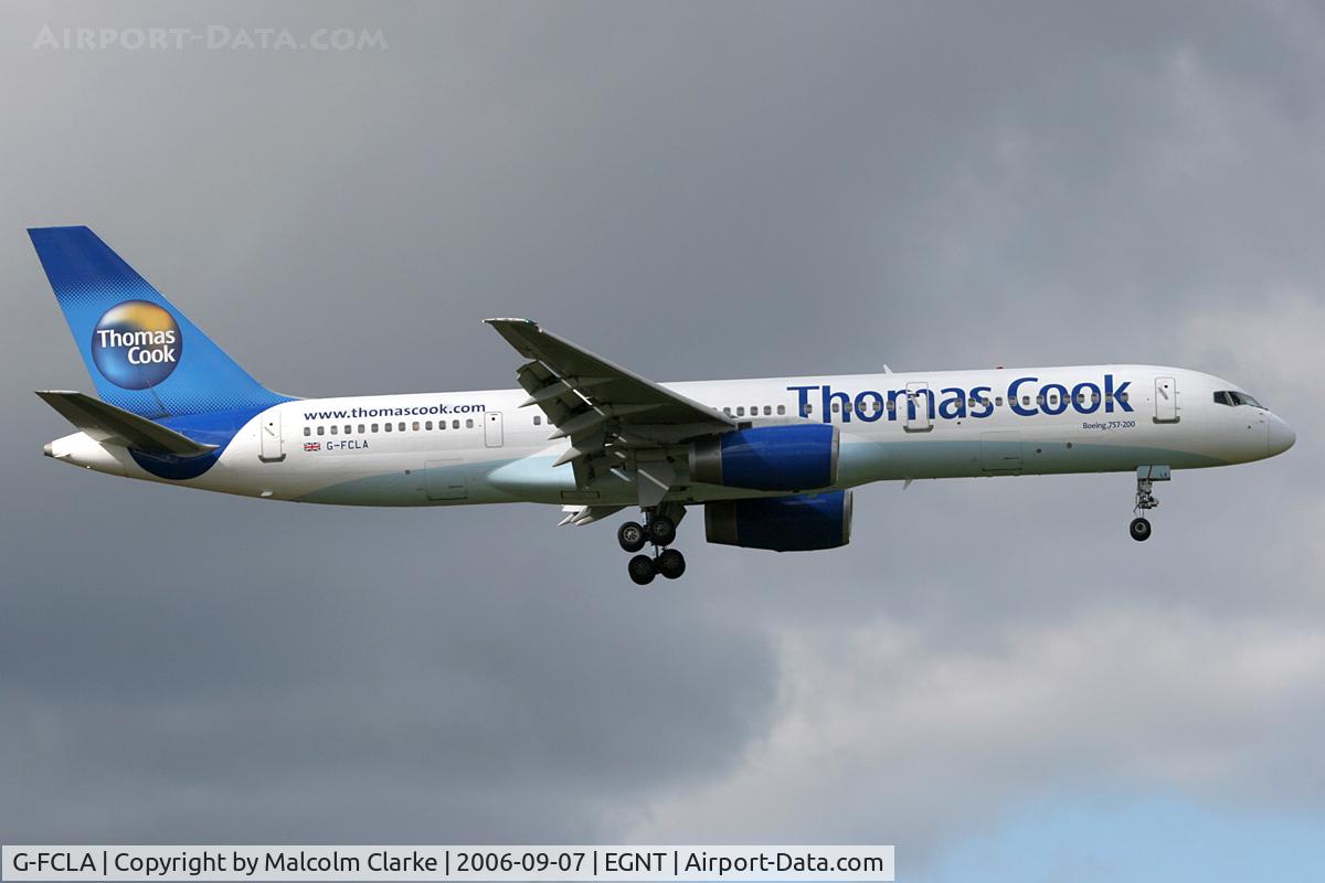 G-FCLA, 1997 Boeing 757-28A C/N 27621, Boeing 757-28A on approach to Newcastle Airport, September 2006.