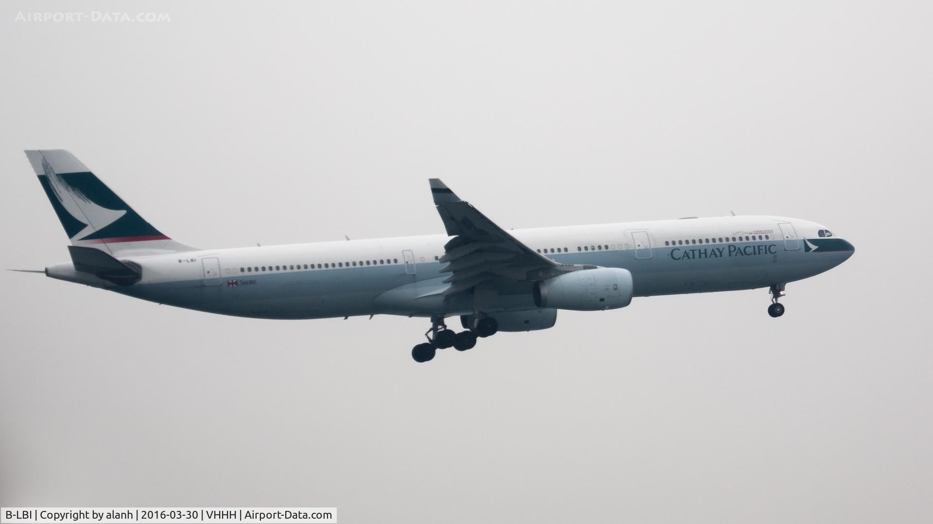 B-LBI, 2015 Airbus A330-343 C/N 1598, On finals for Hong Kong, inbound from  Singapore Changi