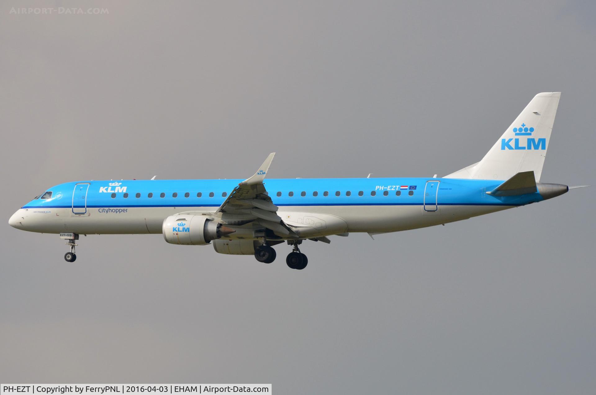 PH-EZT, 2012 Embraer 190LR (ERJ-190-100LR) C/N 19000519, KLM Cityhopper ERJ190