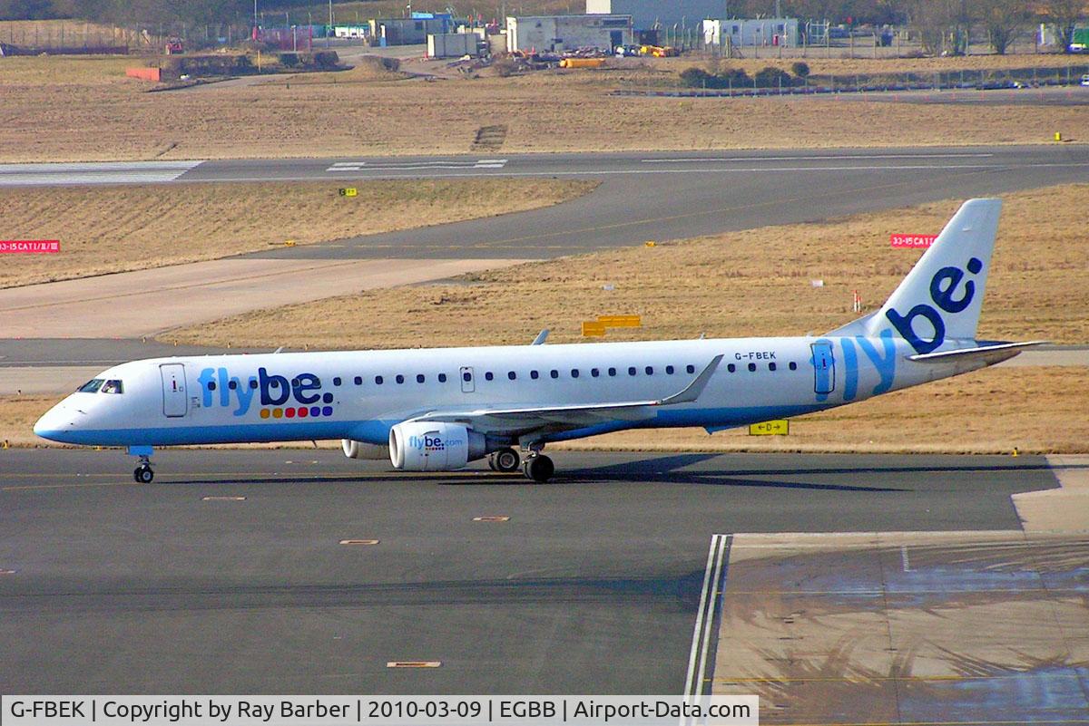G-FBEK, 2008 Embraer 195LR (ERJ-190-200LR) C/N 19000168, Embraer Emb-195-200LR [19000168] (Flybe) Birmingham Int'l~G 09/03/2010