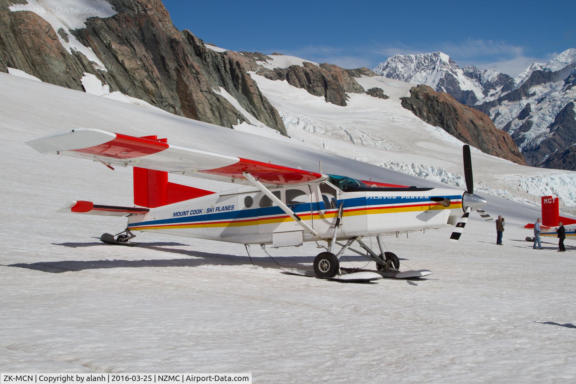 ZK-MCN, 1985 Pilatus PC-6/B2-H4 Turbo Porter C/N 824, On the Tasman Glacier, near Mount Cook Aerodrome