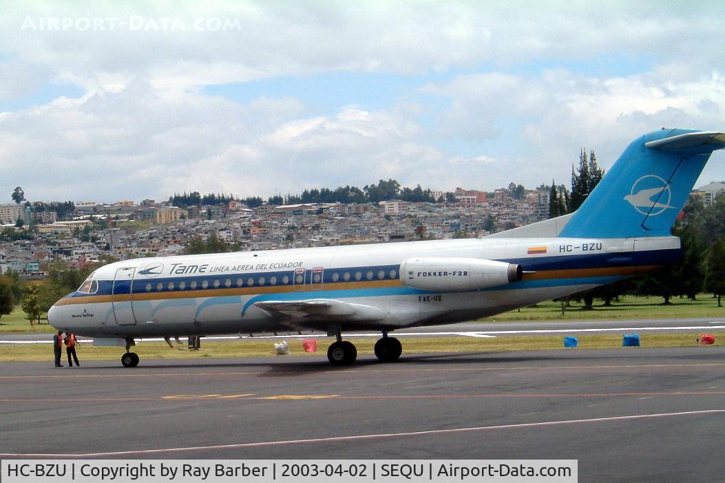 HC-BZU, 1976 Fokker F-28-4000 Fellowship C/N 11112, Fokker F-28-4000 Fellowship [11112] (TAME Linea Aerea Del Ecuador) Quito-Mariscal Sucre Int'l~HC 02/04/2003