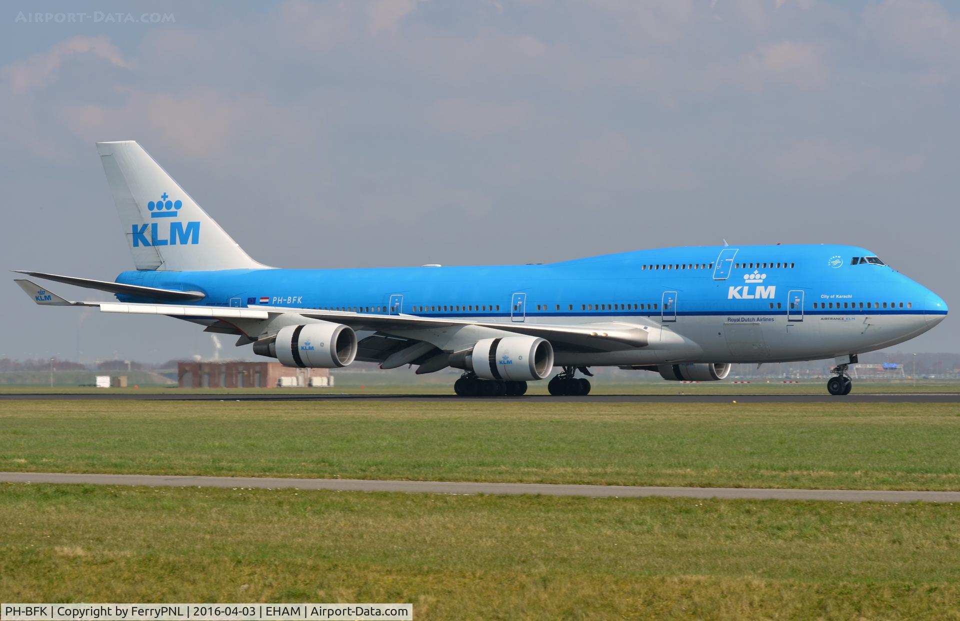 PH-BFK, 1991 Boeing 747-406BC C/N 25087, KLM B744 arrived back home.