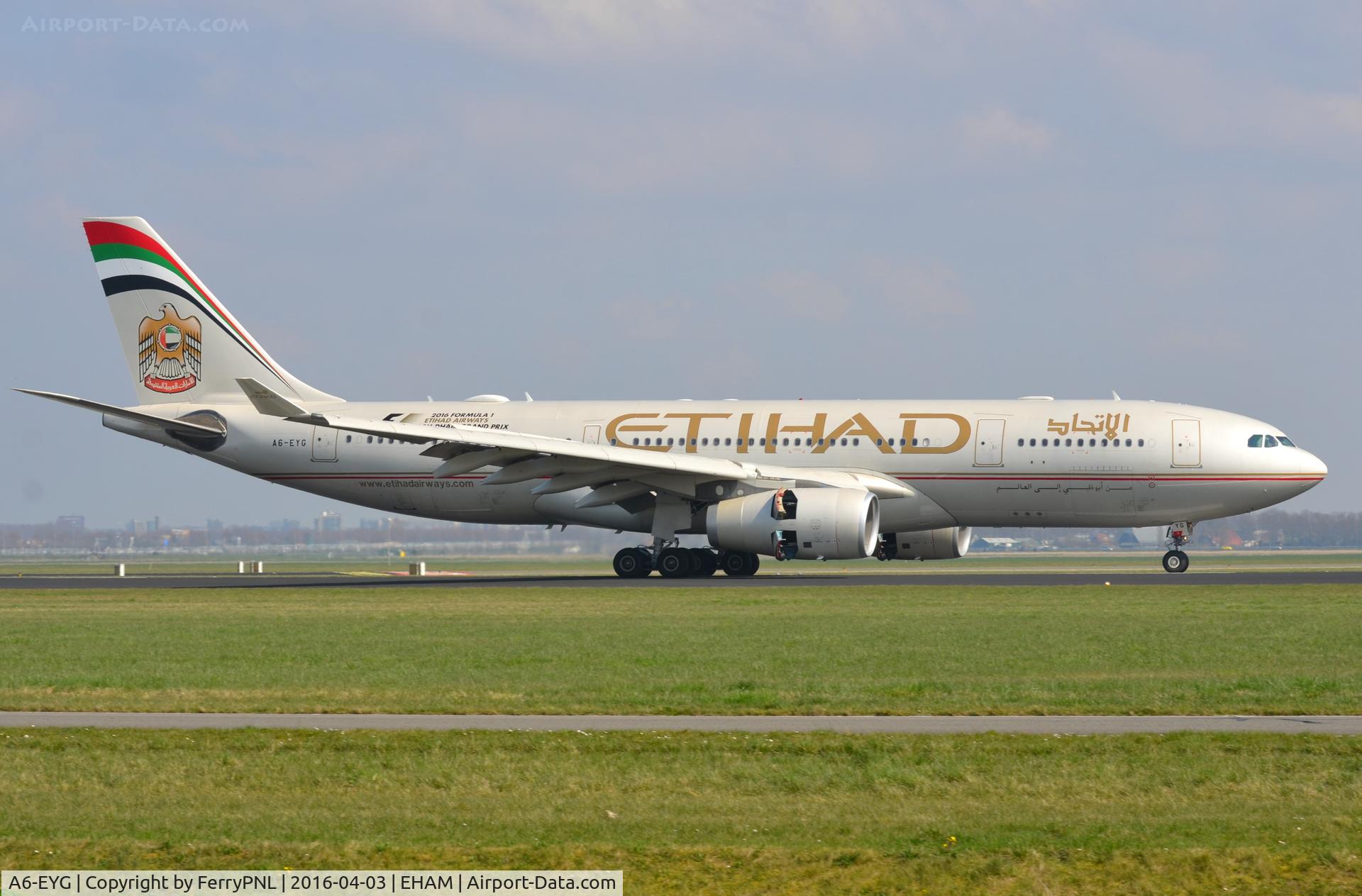 A6-EYG, 2006 Airbus A330-243 C/N 724, Etihad A332 landing in AMS