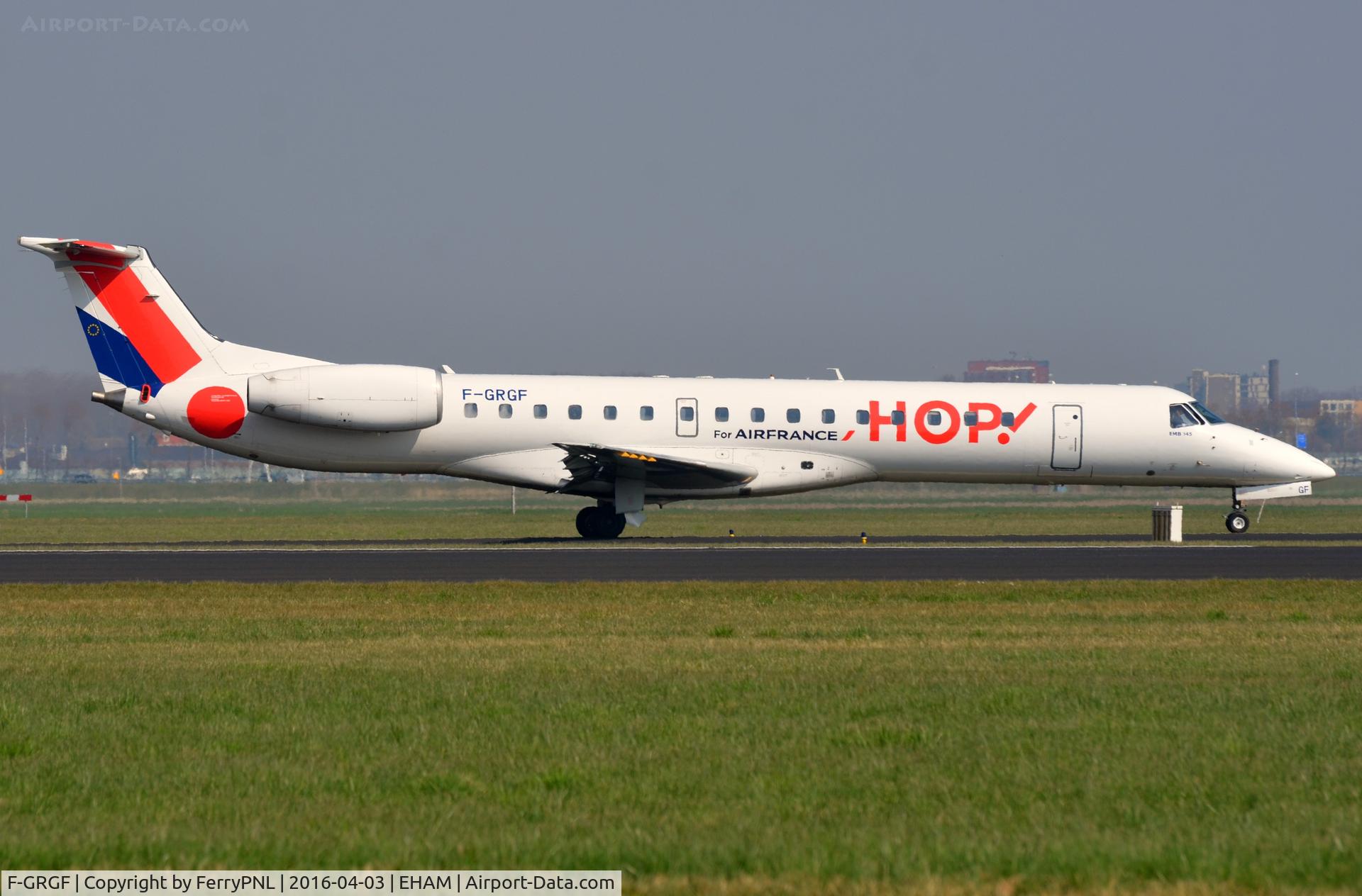 F-GRGF, 1998 Embraer EMB-145EU (ERJ-145EU) C/N 145050, Hop ERJ145 landing in AMS