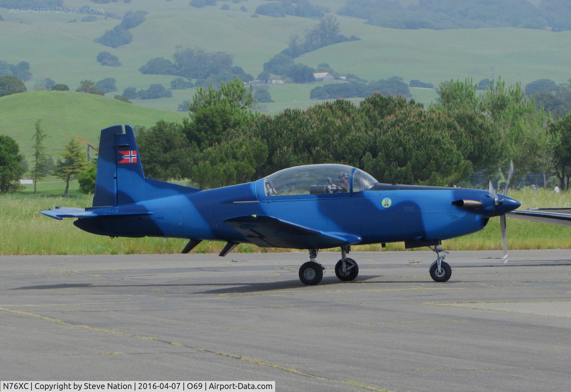N76XC, 1985 Pilatus PC-7 C/N 485, Ex-Austrian Air Force 1985 Pilatus PC-7 (3H-FN) repainted royal blue at Petaluma, CA home base