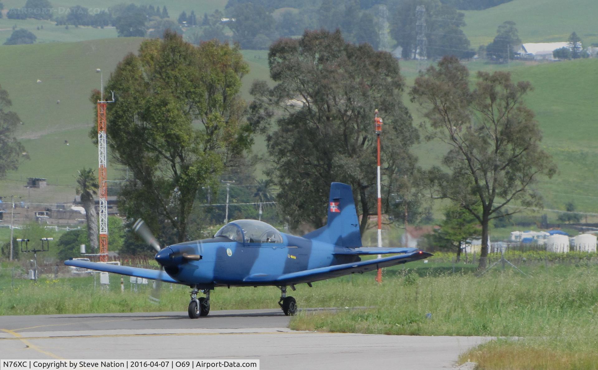 N76XC, 1985 Pilatus PC-7 C/N 485, Ex-Austrian Air Force 1985 Pilatus PC-7 (3H-FN) repainted royal blue at Petaluma, CA home base