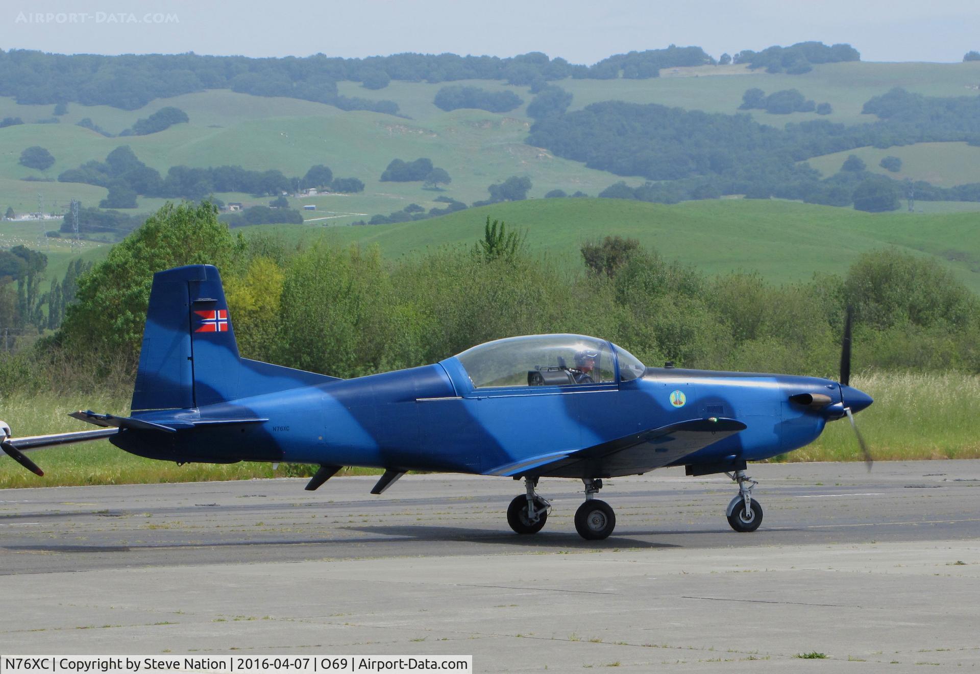 N76XC, 1985 Pilatus PC-7 C/N 485, Ex-Austrian Air Force 1985 Pilatus PC-7 (3H-FN) repainted royal blue at Petaluma, CA home base