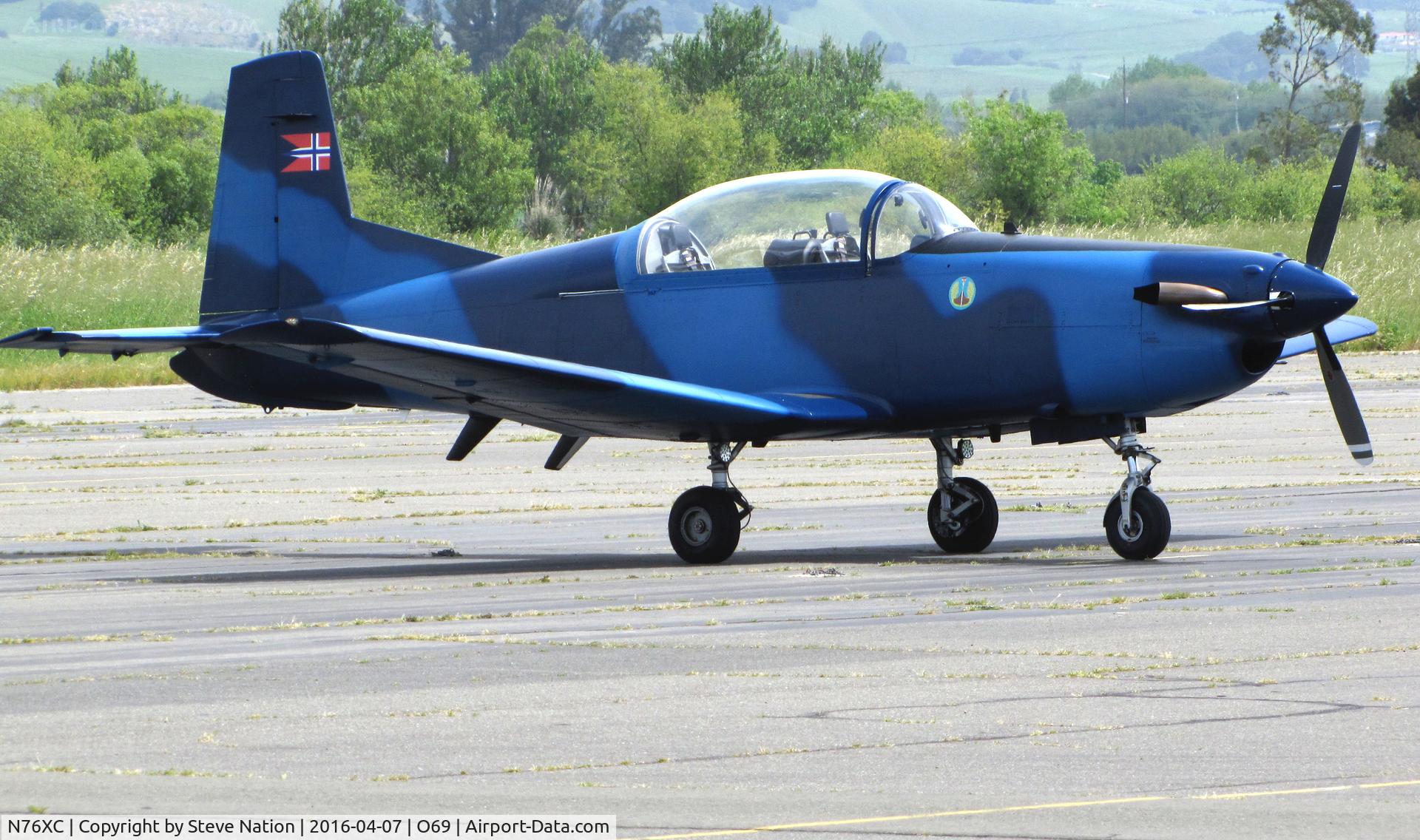 N76XC, 1985 Pilatus PC-7 C/N 485, Ex-Austrian Air Force 1985 Pilatus PC-7 (3H-FN) repainted royal blue at Petaluma, CA home base