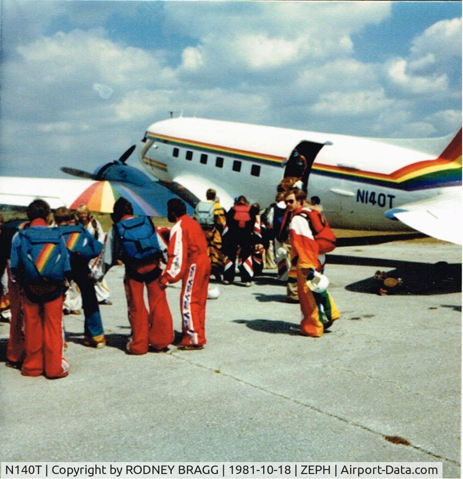 N140T, 1944 Douglas C-47A Skytrain C/N 12550, This was taken in 1981 in Zephyrhills,Fla.Fourth annual world championship of relative work.October 18,1981.