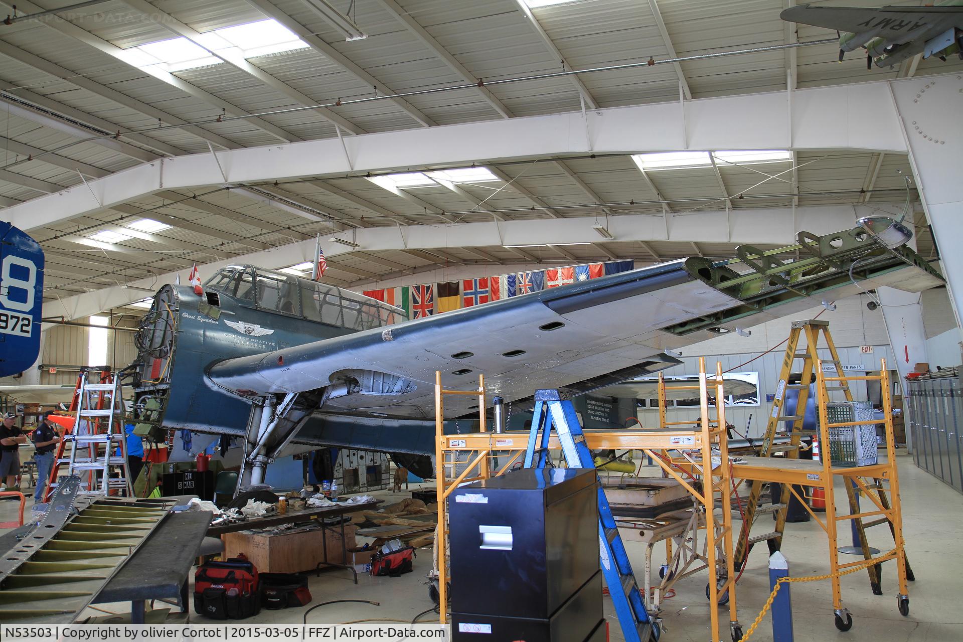 N53503, 1945 Grumman TBM-3E Avenger C/N 53503, men at work, CAF Arizona wing