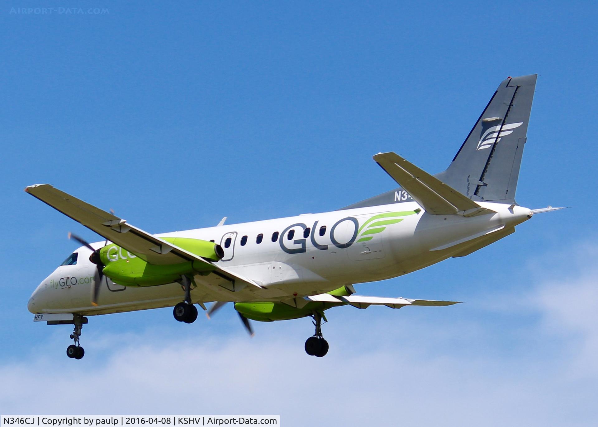 N346CJ, Saab 340B C/N 340B-346, Landing at Shreveport Regional.