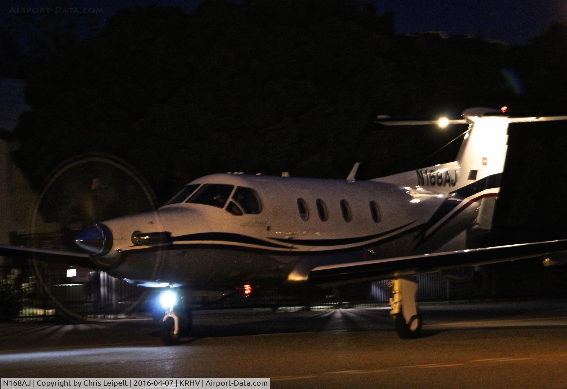 N168AJ, 2000 Pilatus PC 12/45 C/N 377, Stratos Partners LLC (Los Gatos, CA) 2000 Pilatus PC-12/45 taxing in for a late night PAX drop off at Reid Hillview Airport, San Jose, CA.