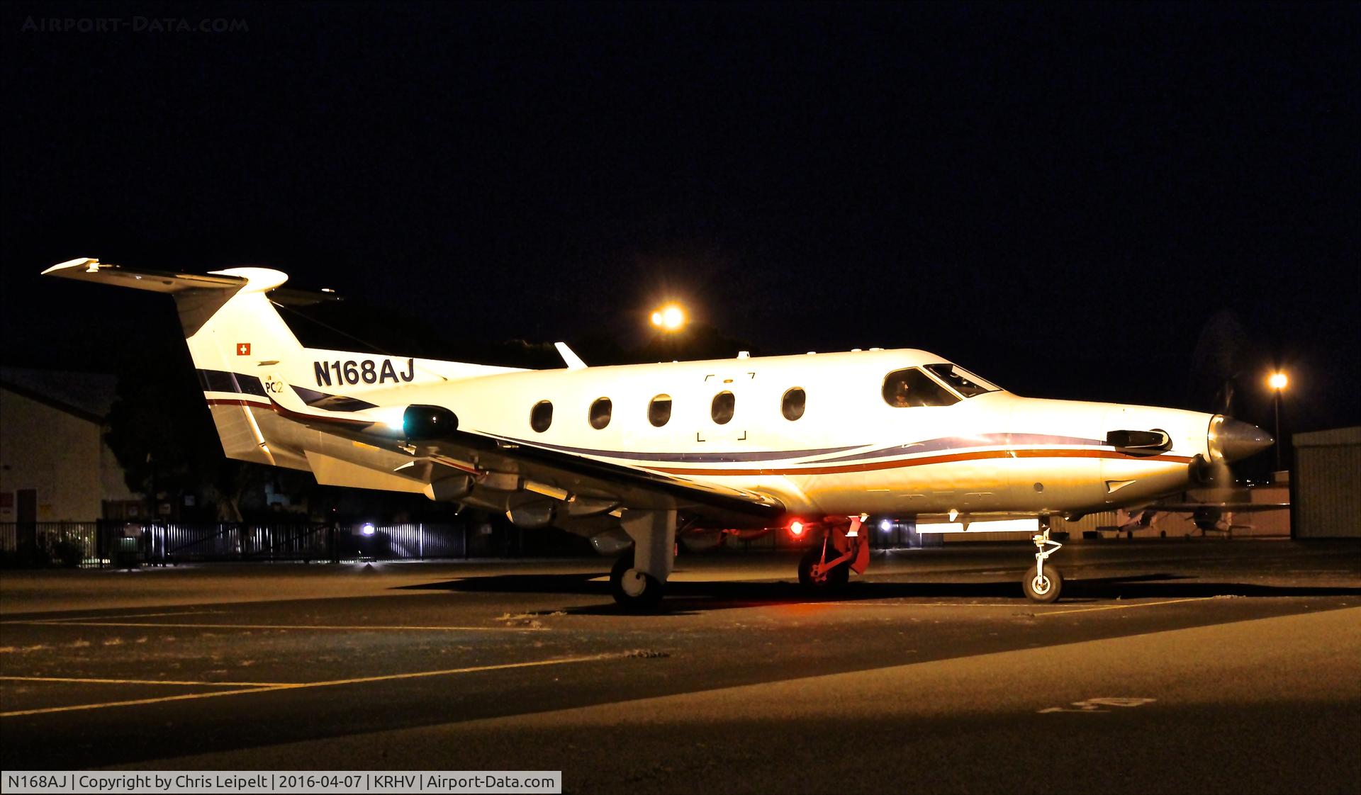 N168AJ, 2000 Pilatus PC 12/45 C/N 377, Stratos Partners LLC (Los Gatos, CA) 2000 Pilatus PC-12/45 all started up and preparing for a quick turn departure at Reid Hillview Airport, San Jose, CA.