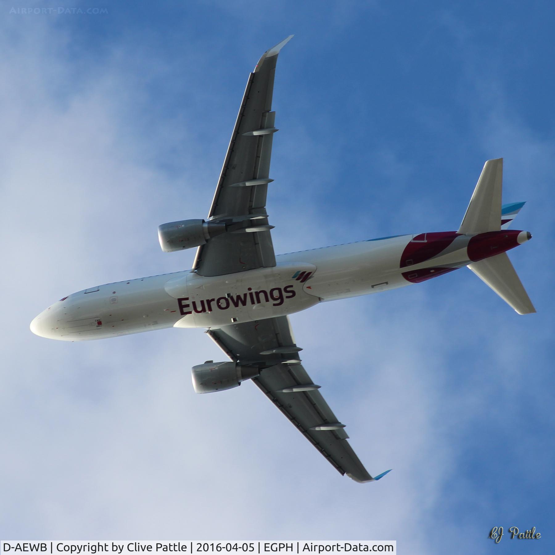 D-AEWB, 2016 Airbus A320-214 C/N 6992, Climb out from Edinburgh EGPH