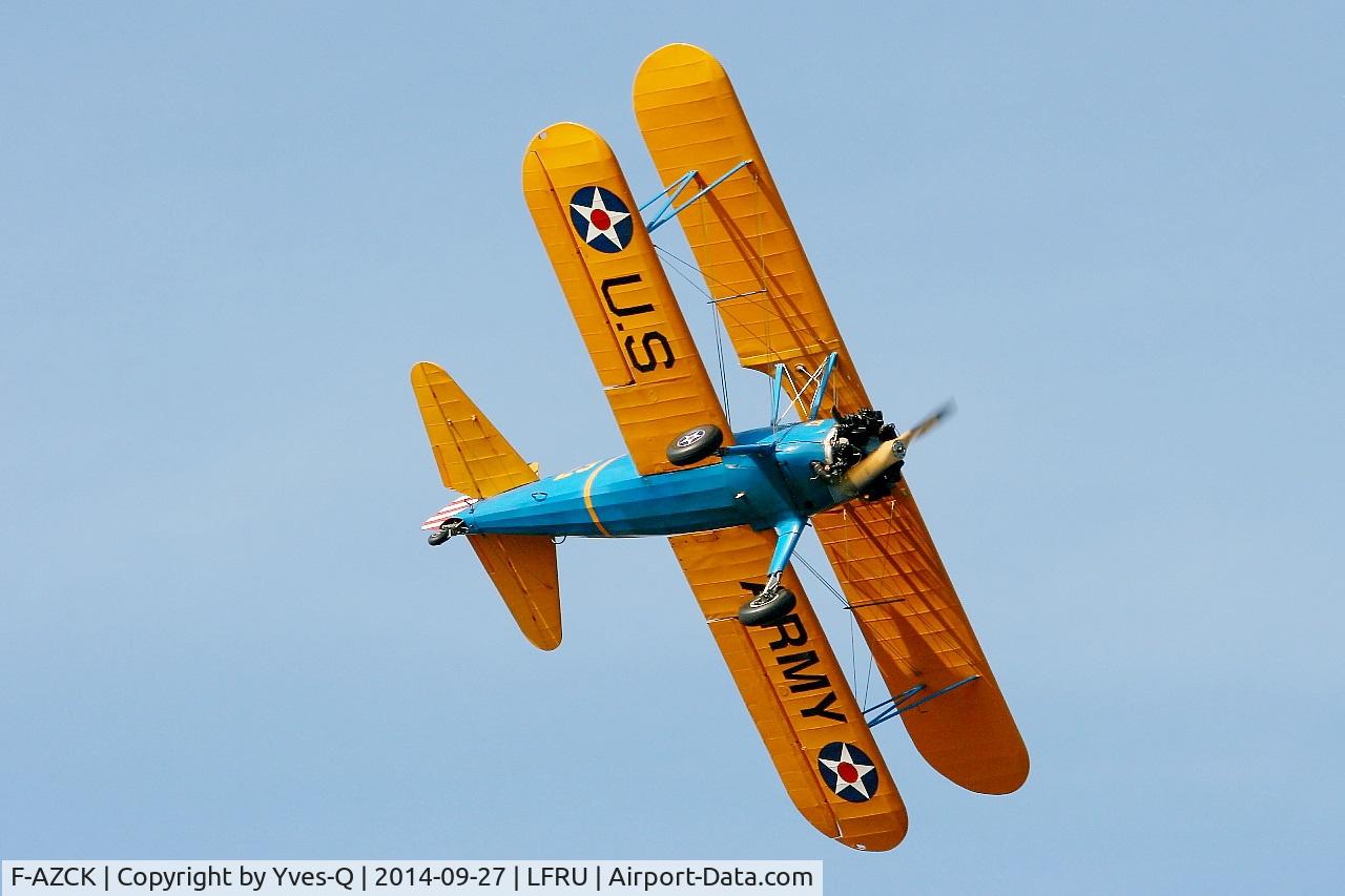 F-AZCK, 1941 Boeing A75N1 (PT-17) C/N 75-1653, Boeing A75N1, Solo display, Morlaix-Ploujean airport (LFRU-MXN) air show  2014