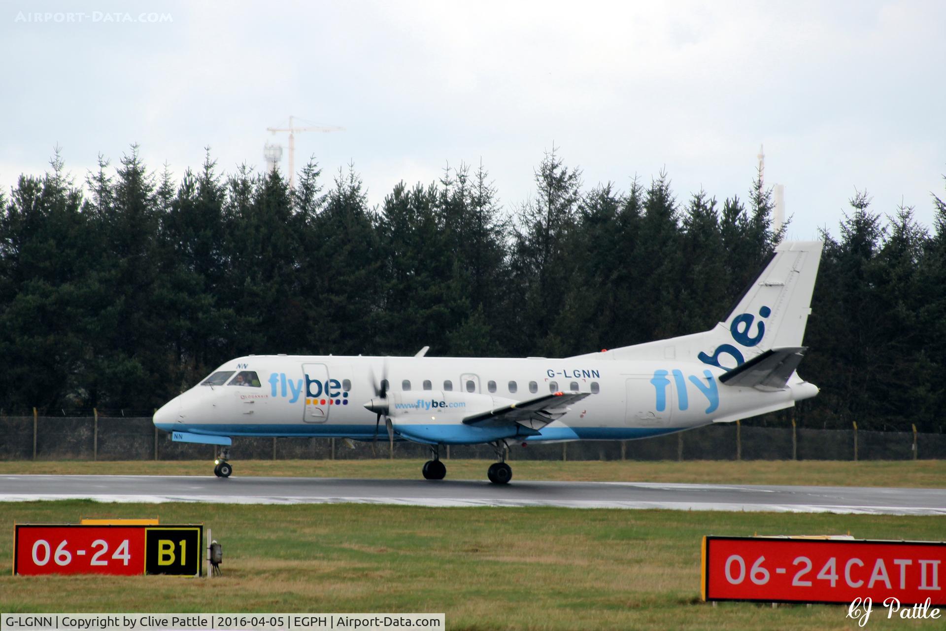 G-LGNN, 1990 Saab 340B C/N 340B-197, On Rwy 24 at Edinburgh EGPH following a precautionary return and landing after the pilot reported smoke in the cockpit.