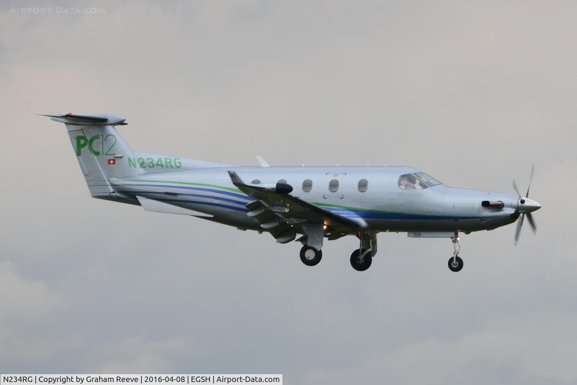 N234RG, 2003 Pilatus PC-12/45 C/N 520, Landing at Norwich.