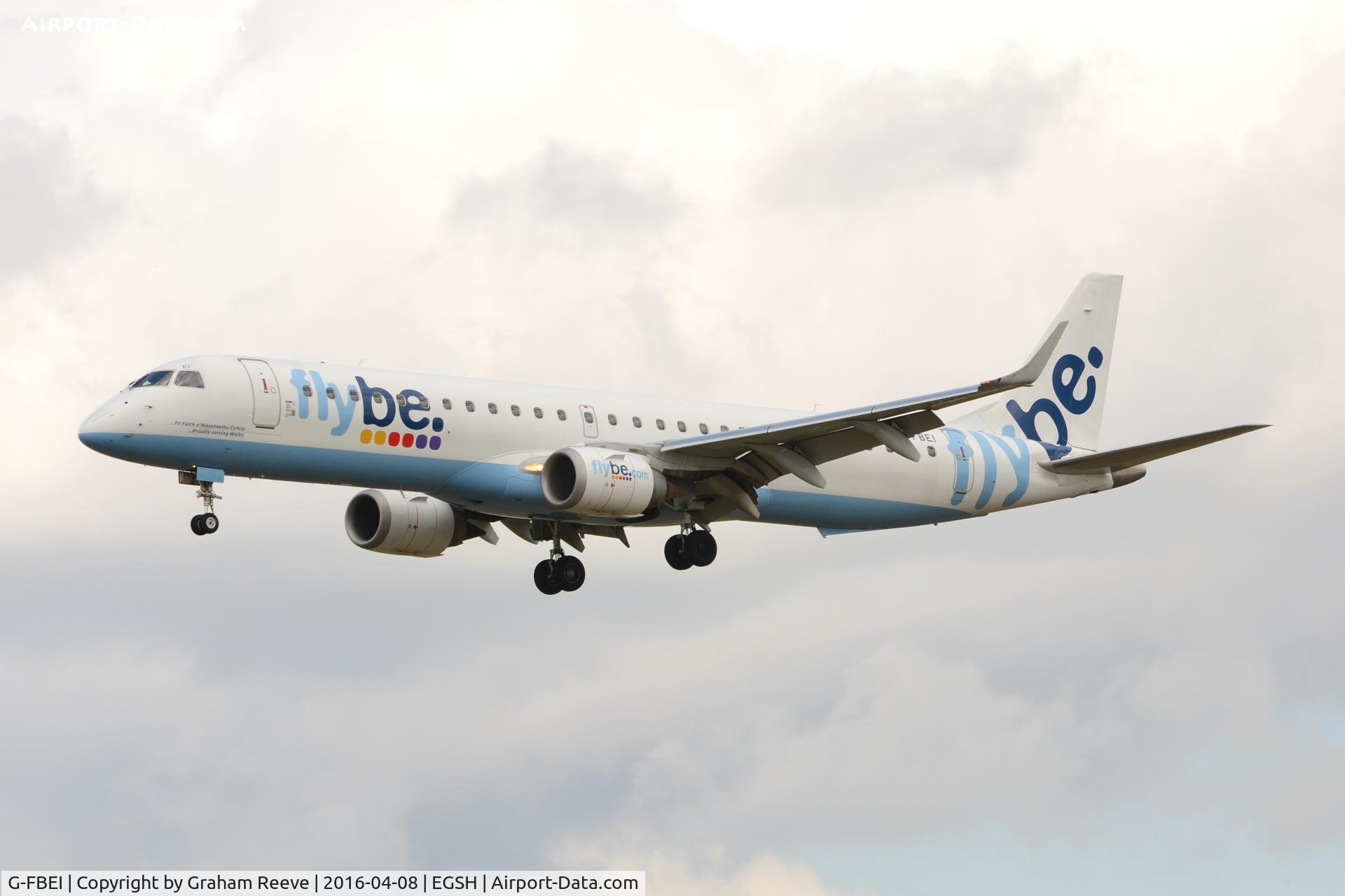 G-FBEI, 2007 Embraer 195LR (ERJ-190-200LR) C/N 19000143, Landing at Norwich.