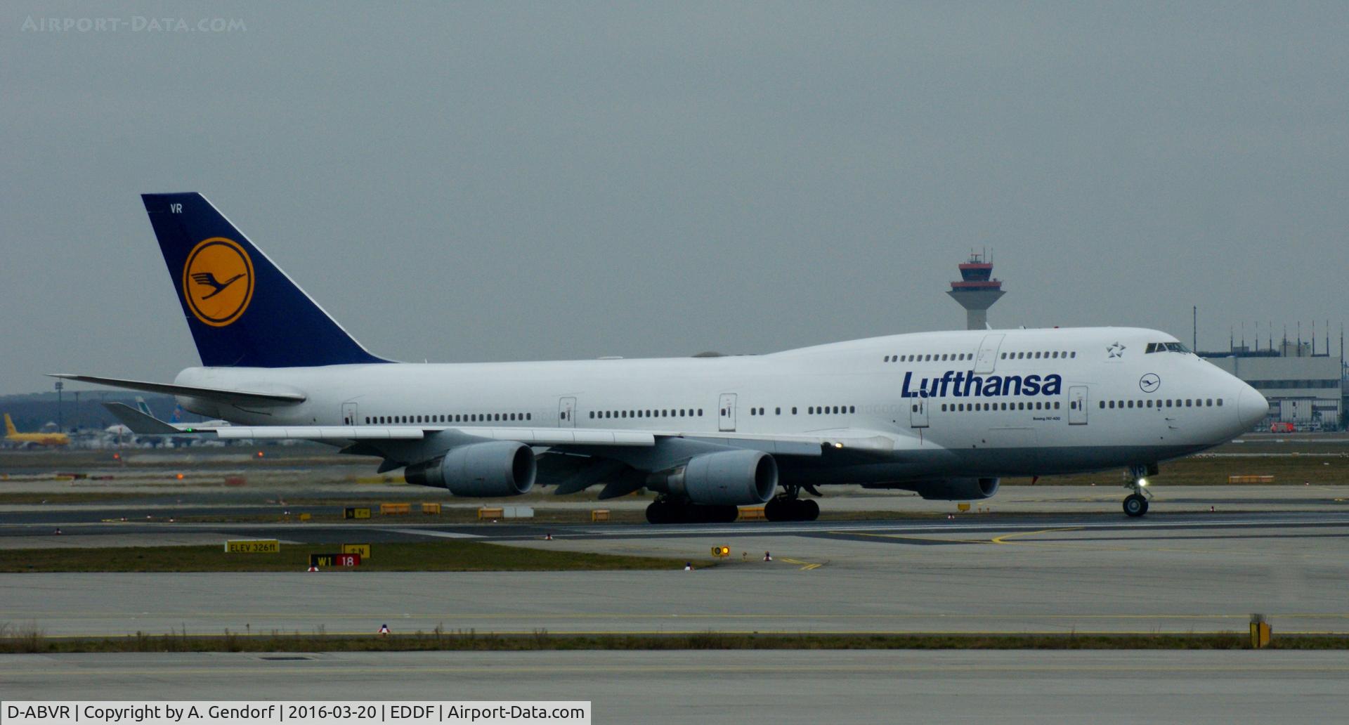 D-ABVR, 1997 Boeing 747-430 C/N 28285, Lufthansa, is here taxiing at Frankfurt Rhein/Main(EDDF)
