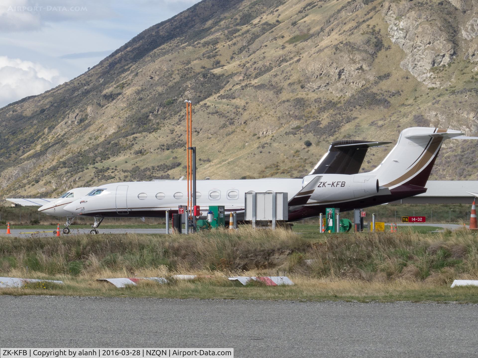 ZK-KFB, 2013 Gulfstream Aerospace G650 (G-VI) C/N 6043, Parked next to the gas pumps at Queenstown; marks still on the same airframe.