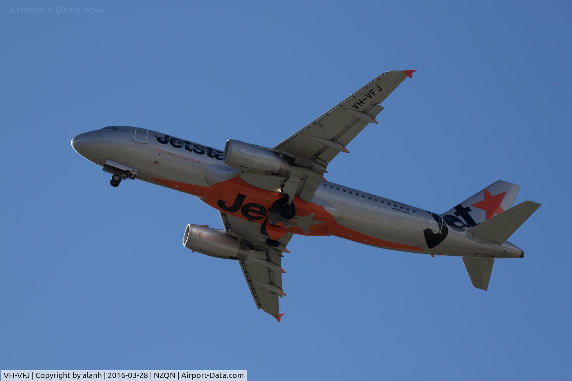 VH-VFJ, 2012 Airbus A320-232 C/N 5311, Departing Queenstown for Auckland and Sydney