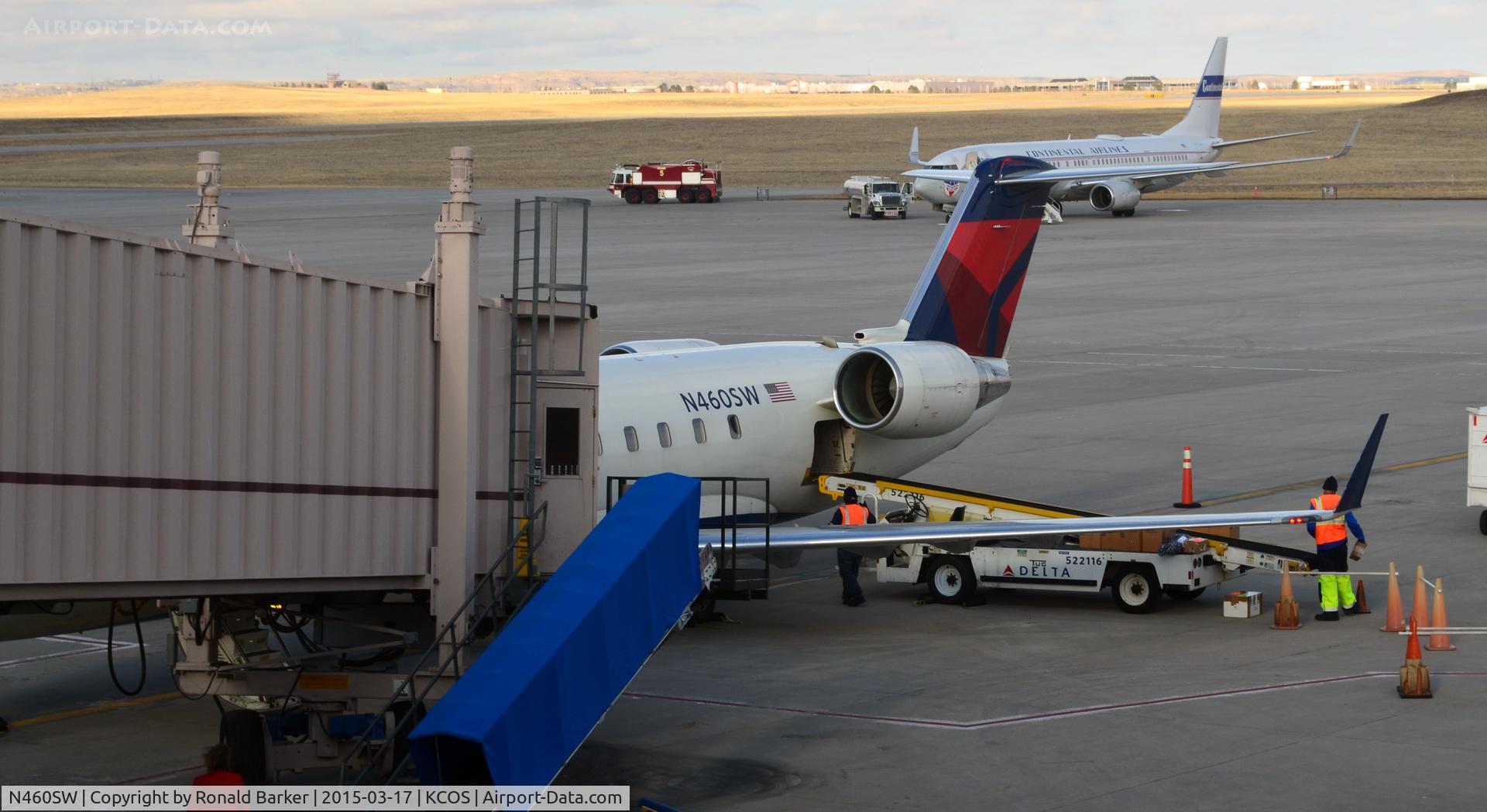N460SW, 2003 Bombardier CRJ-200LR (CL-600-2B19) C/N 7803, At the gate COS