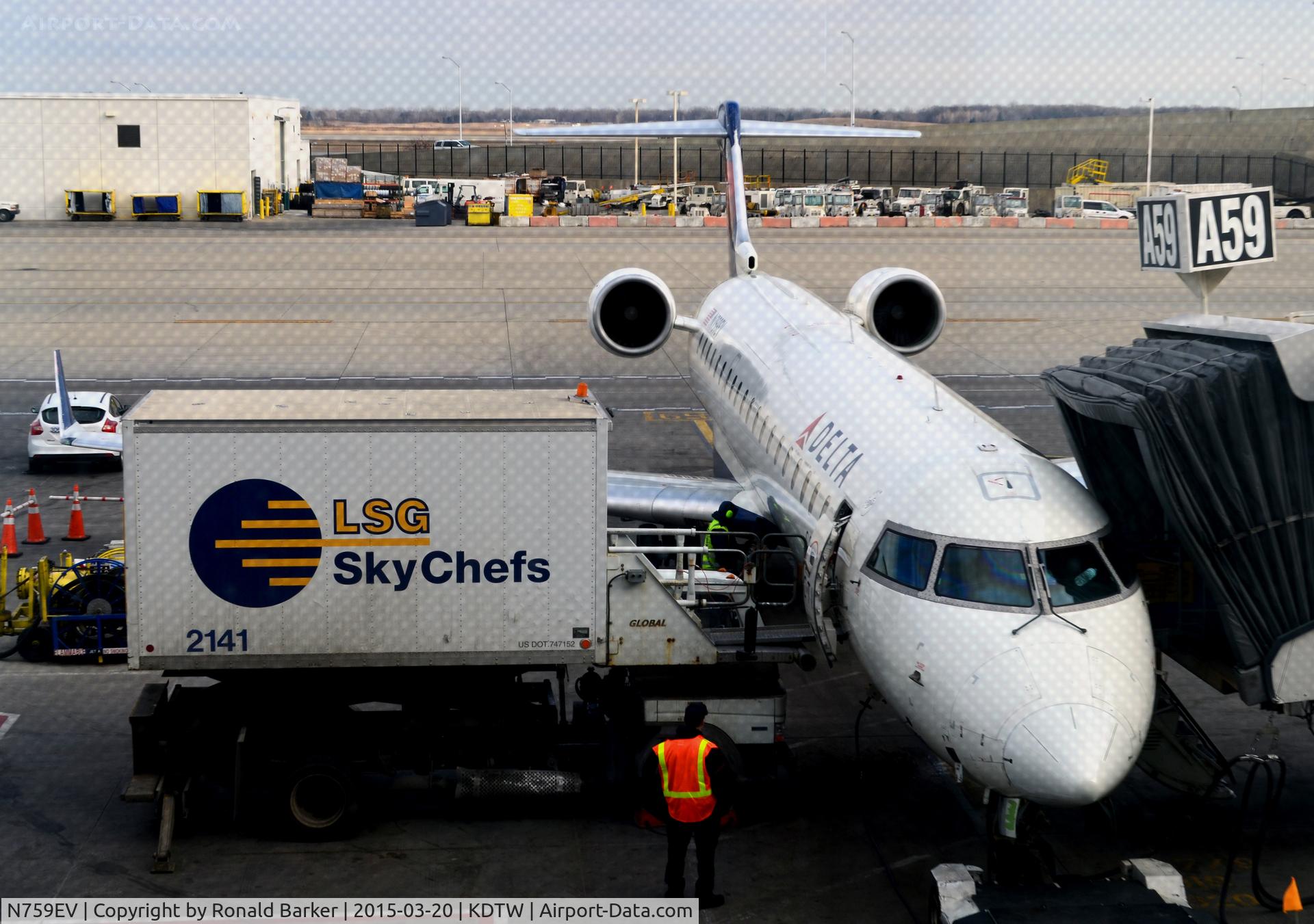 N759EV, 2005 Bombardier CRJ-700 (CL-600-2C10) Regional Jet C/N 10211, Gate A59 Detroit