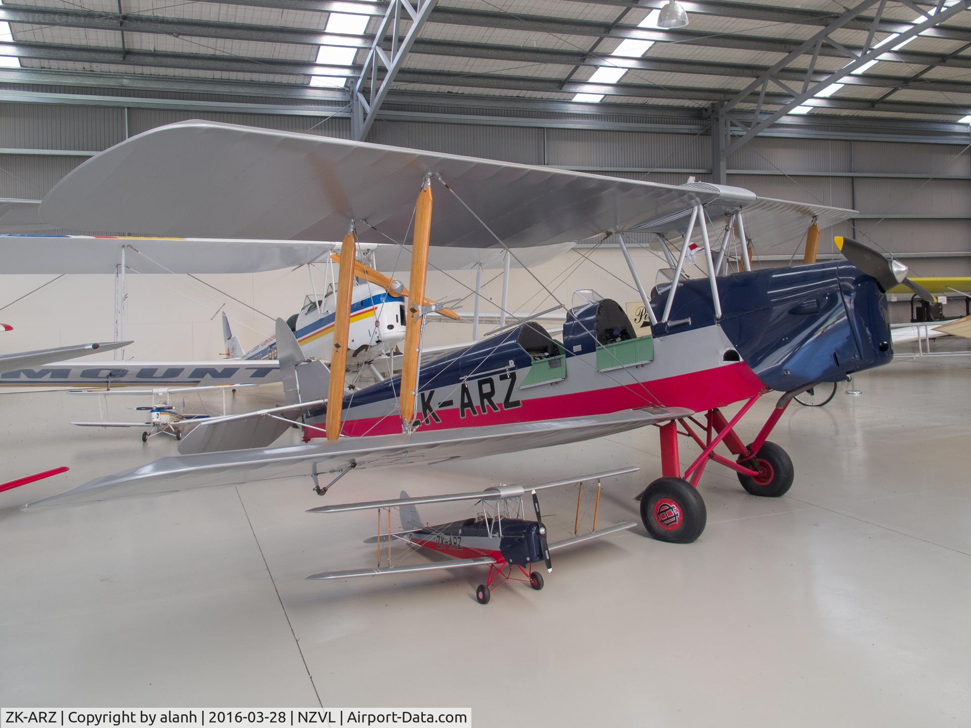 ZK-ARZ, De Havilland DH-82A Tiger Moth II C/N 82899, In the Croydon Aviation Heritage Trust hangar at Old Mandeville Airfield