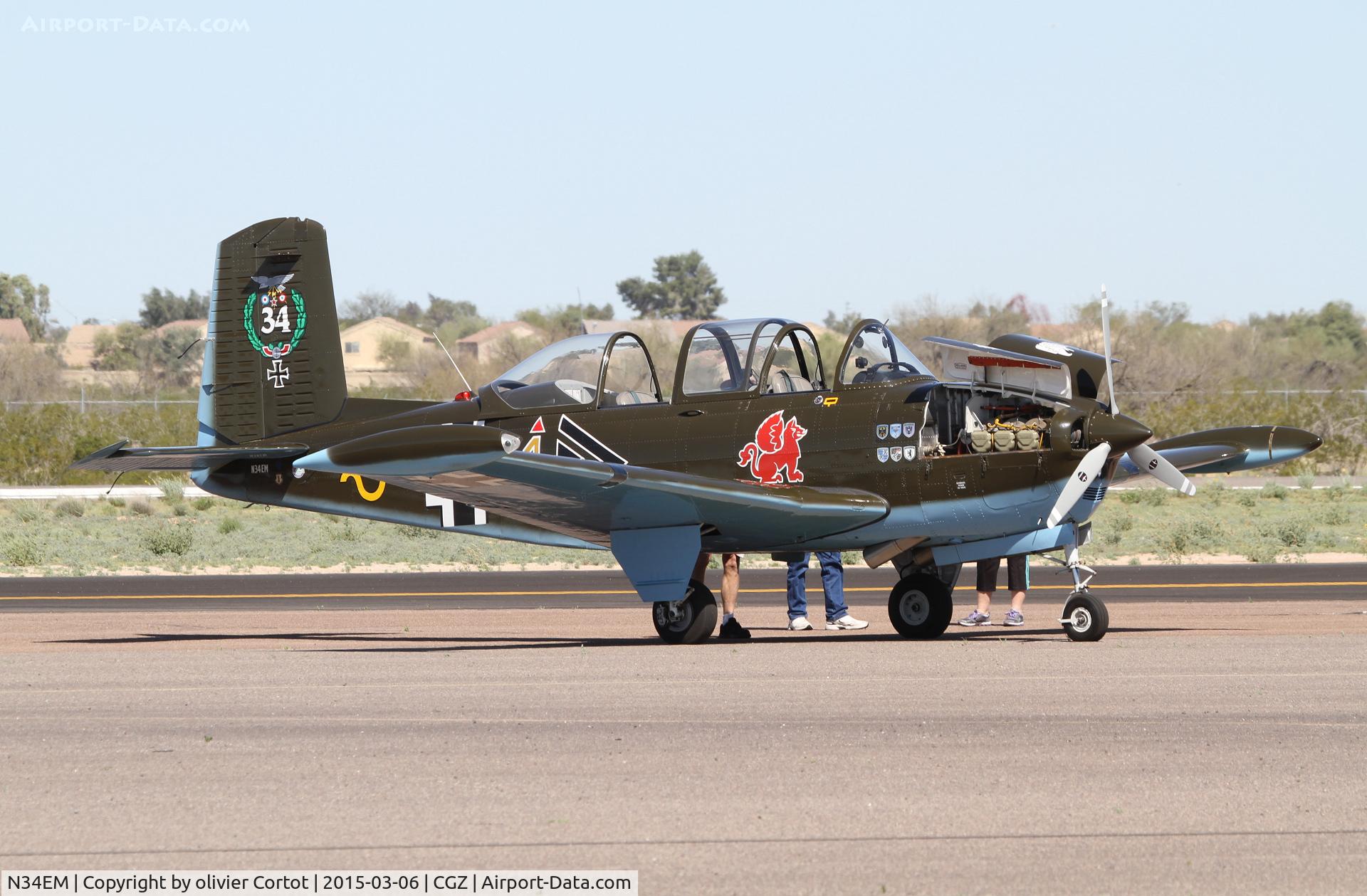 N34EM, 1953 Beech (CCF) T-34A (A45) Mentor C/N CCF34-119, engine panel open