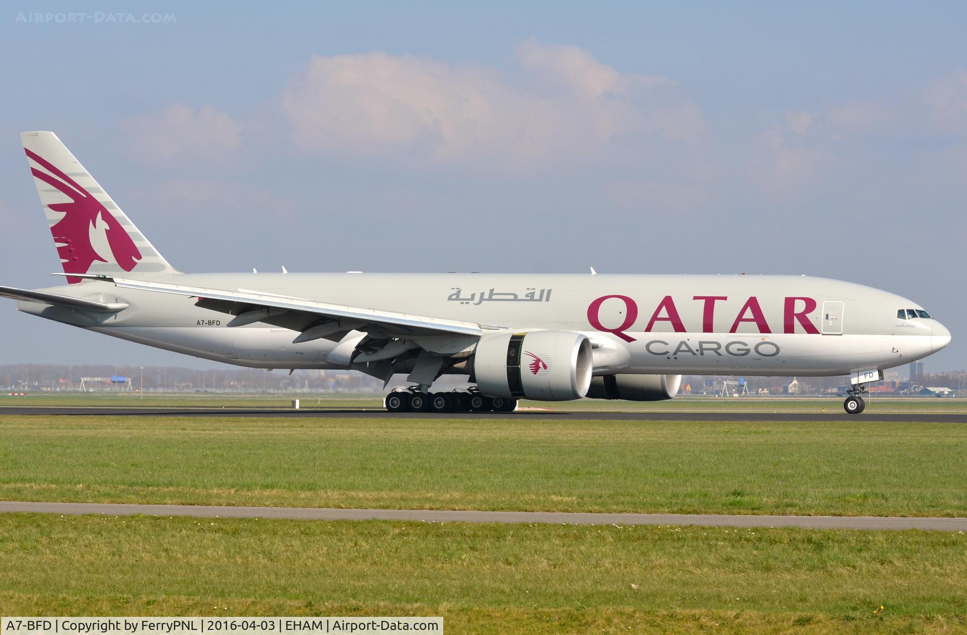 A7-BFD, 2012 Boeing 777-FDZ C/N 41427, Qatar B772 Freigher arriving in AMS