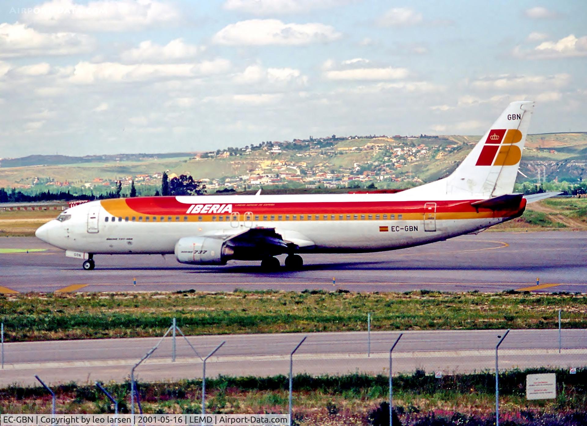 EC-GBN, 1991 Boeing 737-4YO C/N 24912, Madrid 16.5.01